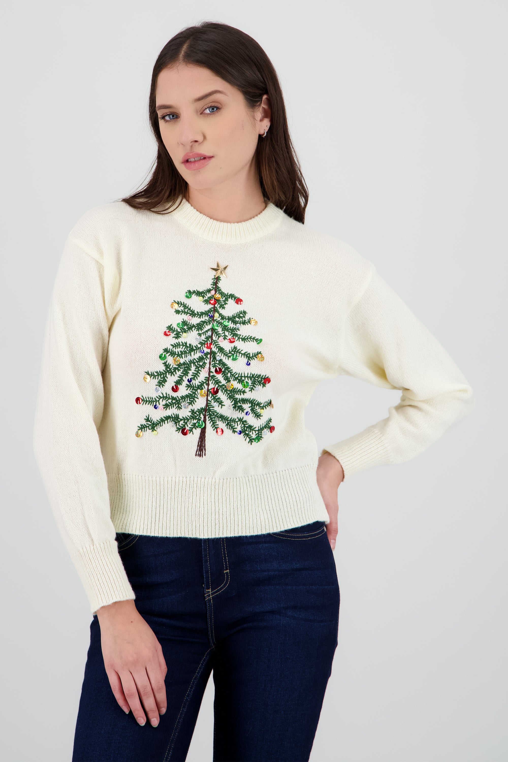 Sueter de navidad estrella HUESO