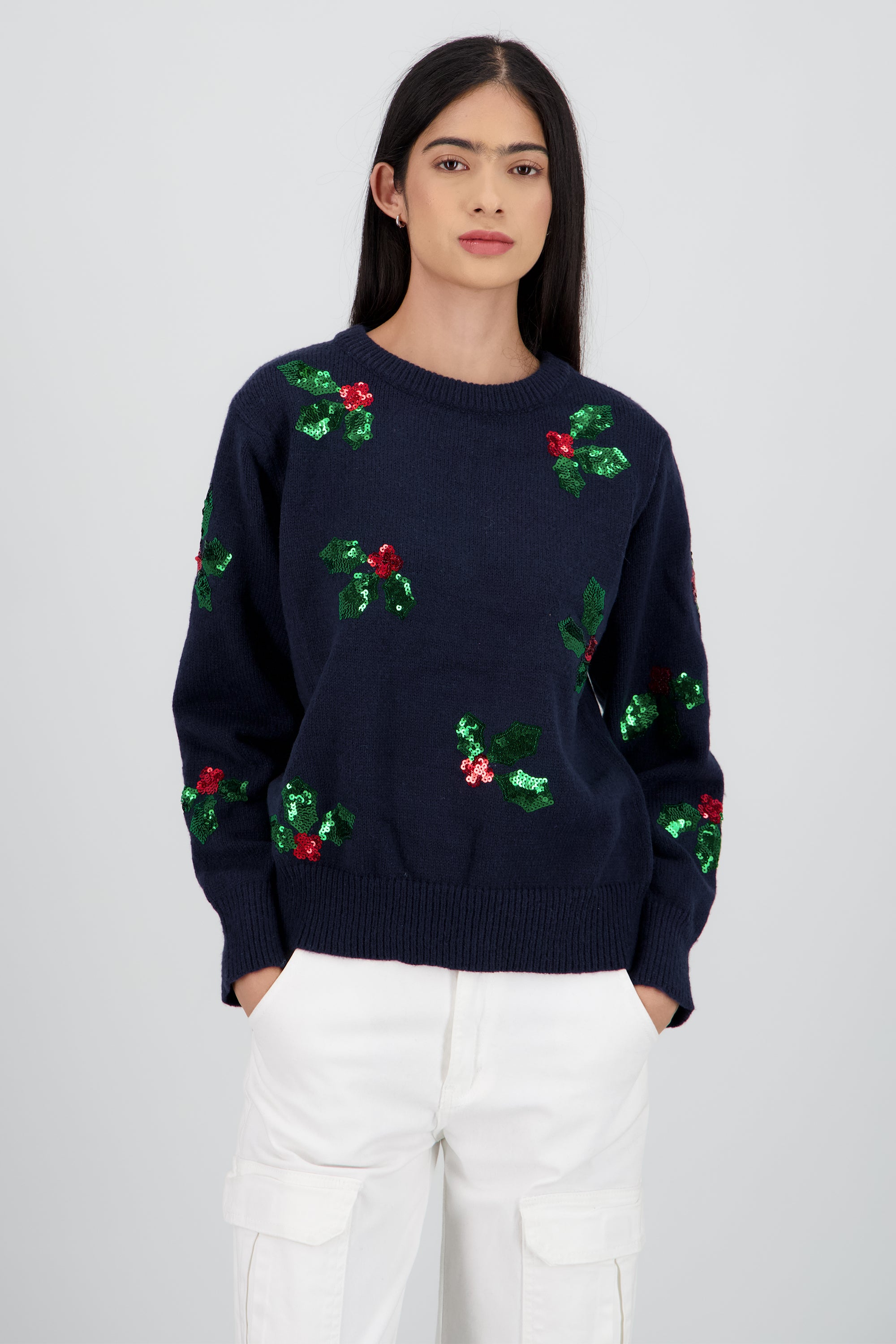 Sueter hojas navidad MARINO
