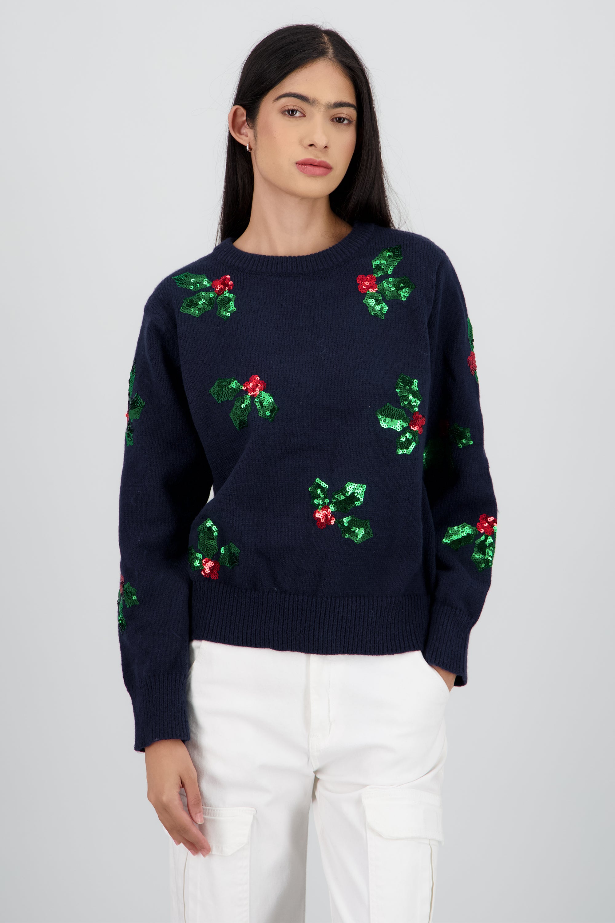 Sueter hojas navidad MARINO