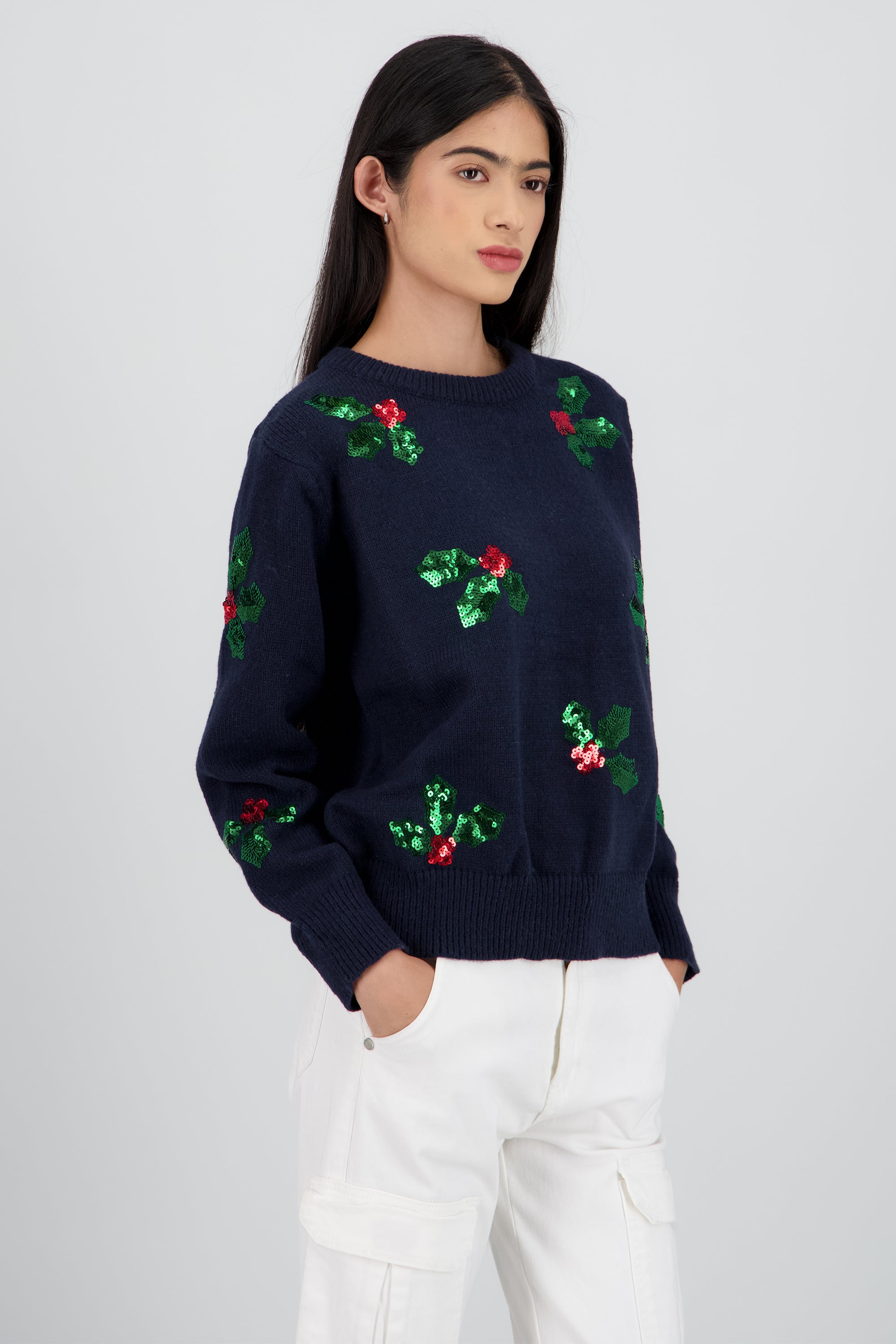 Sueter hojas navidad MARINO