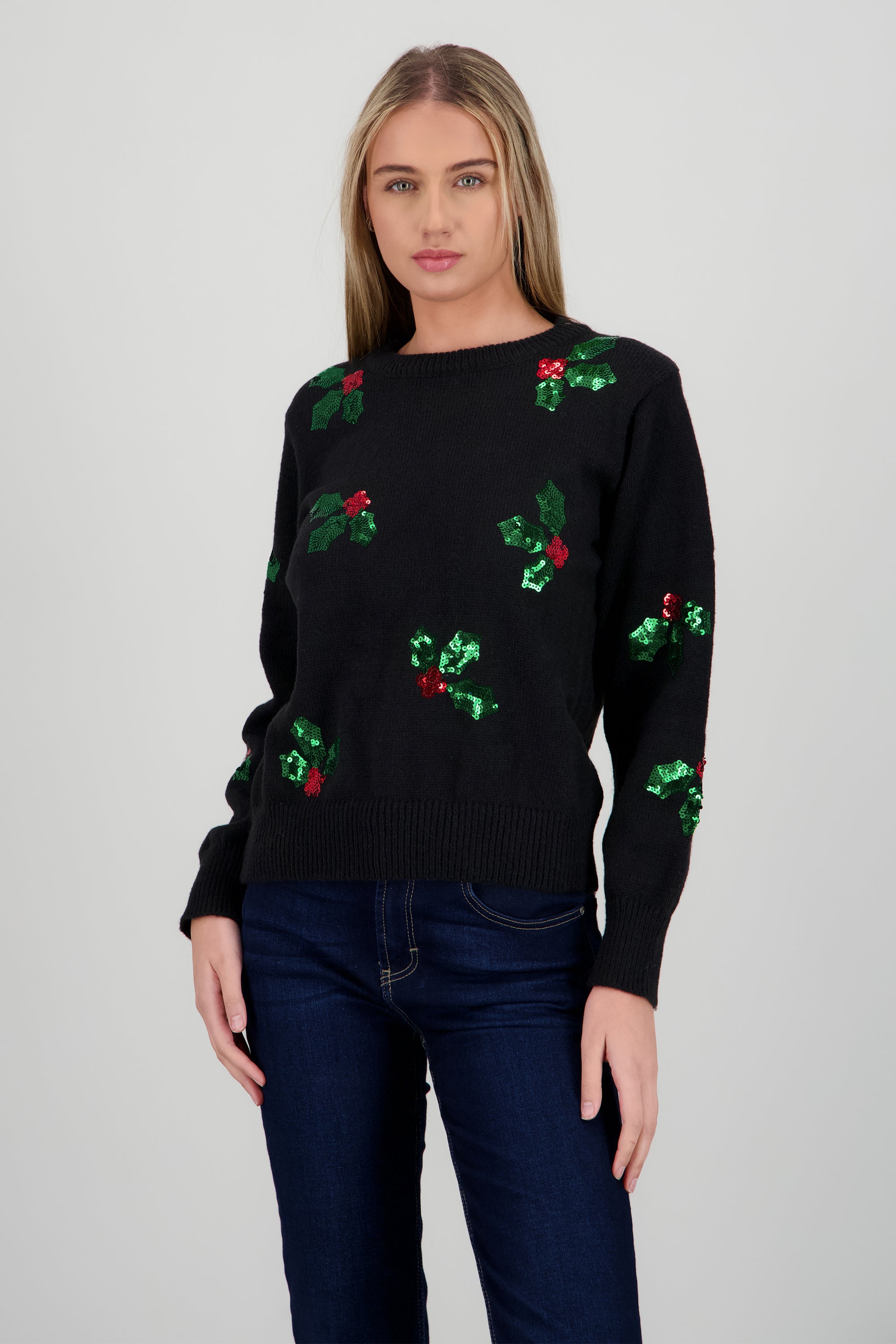 Sueter hojas navidad NEGRO COMBO
