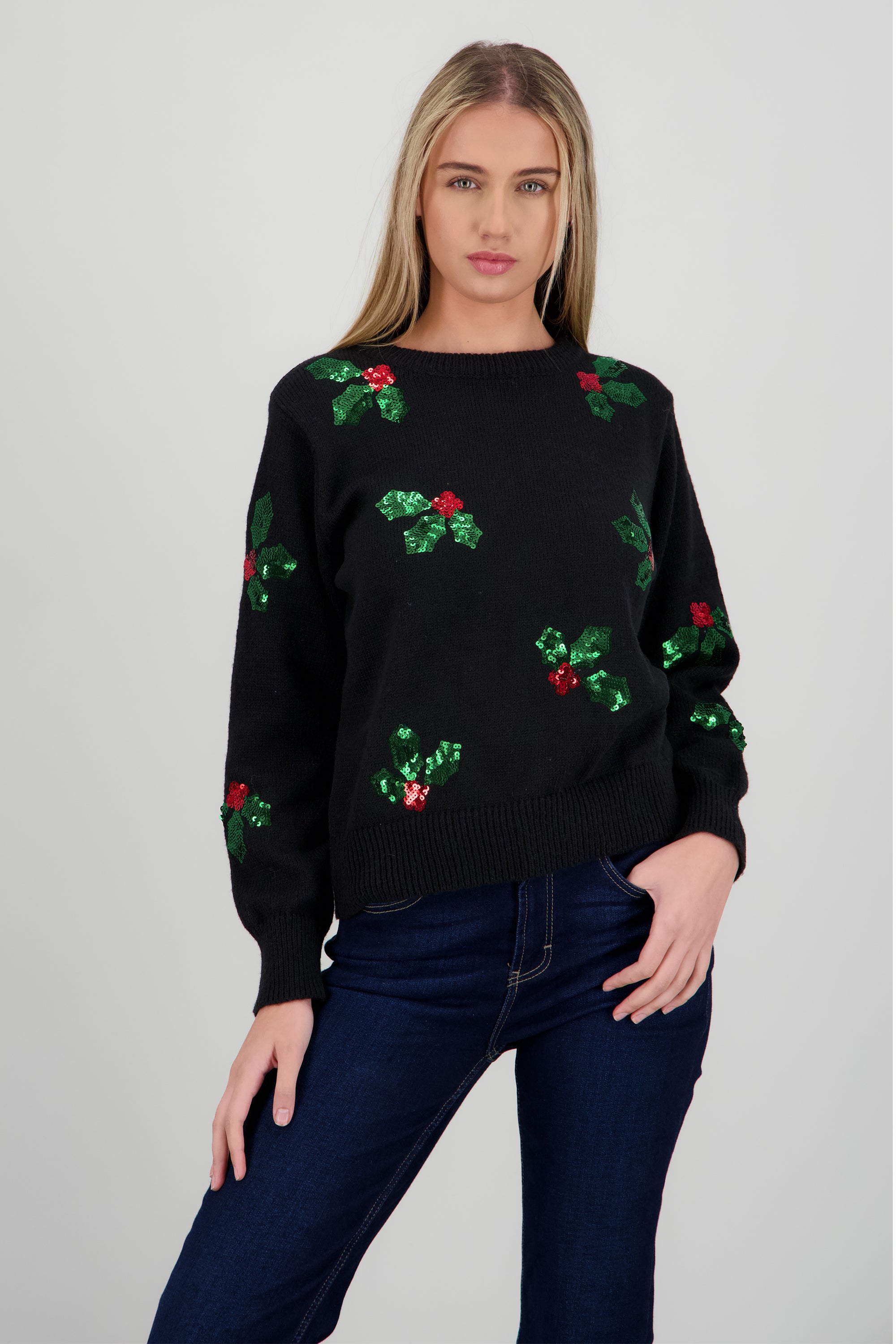 Sueter hojas navidad NEGRO COMBO
