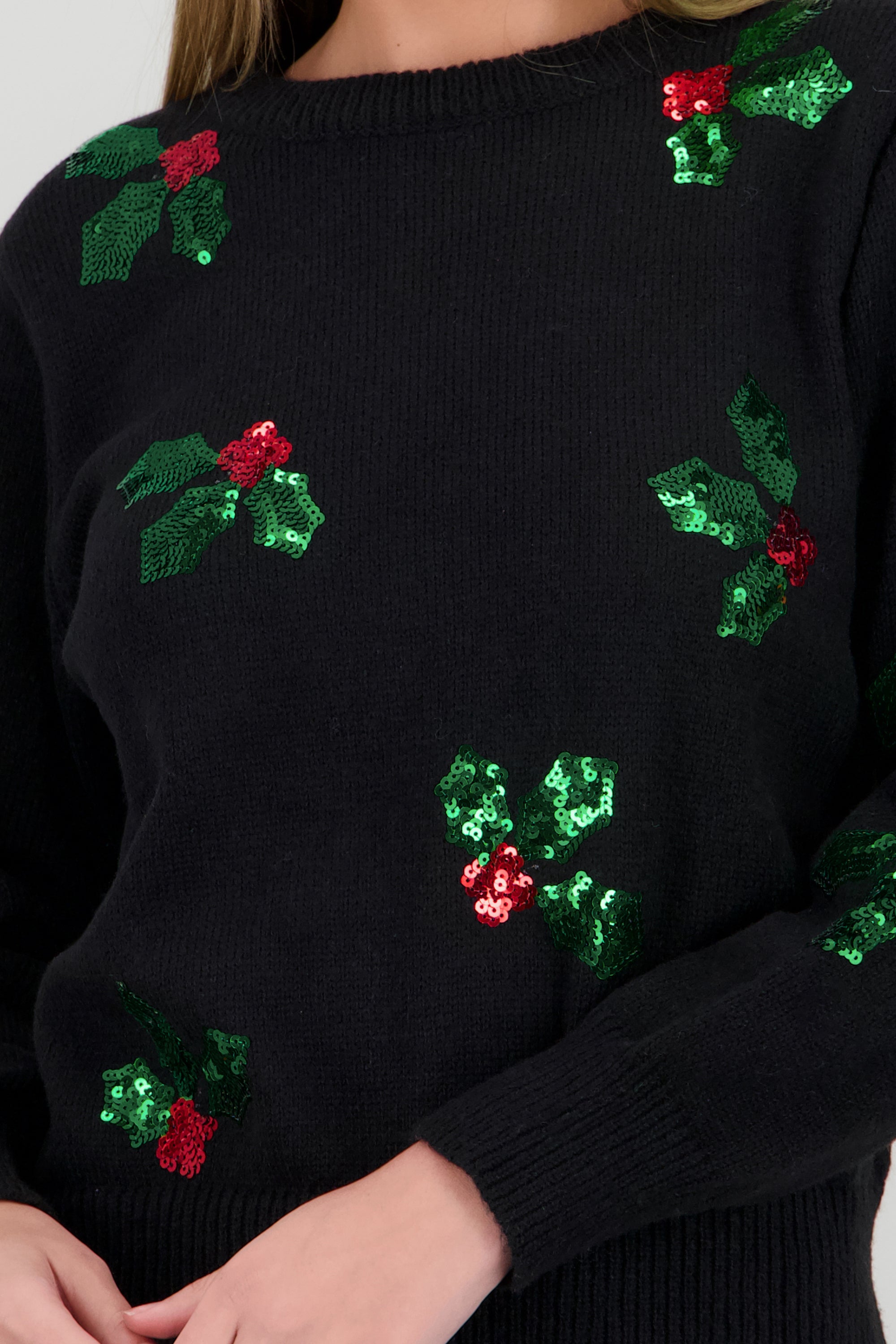 Sueter hojas navidad NEGRO COMBO