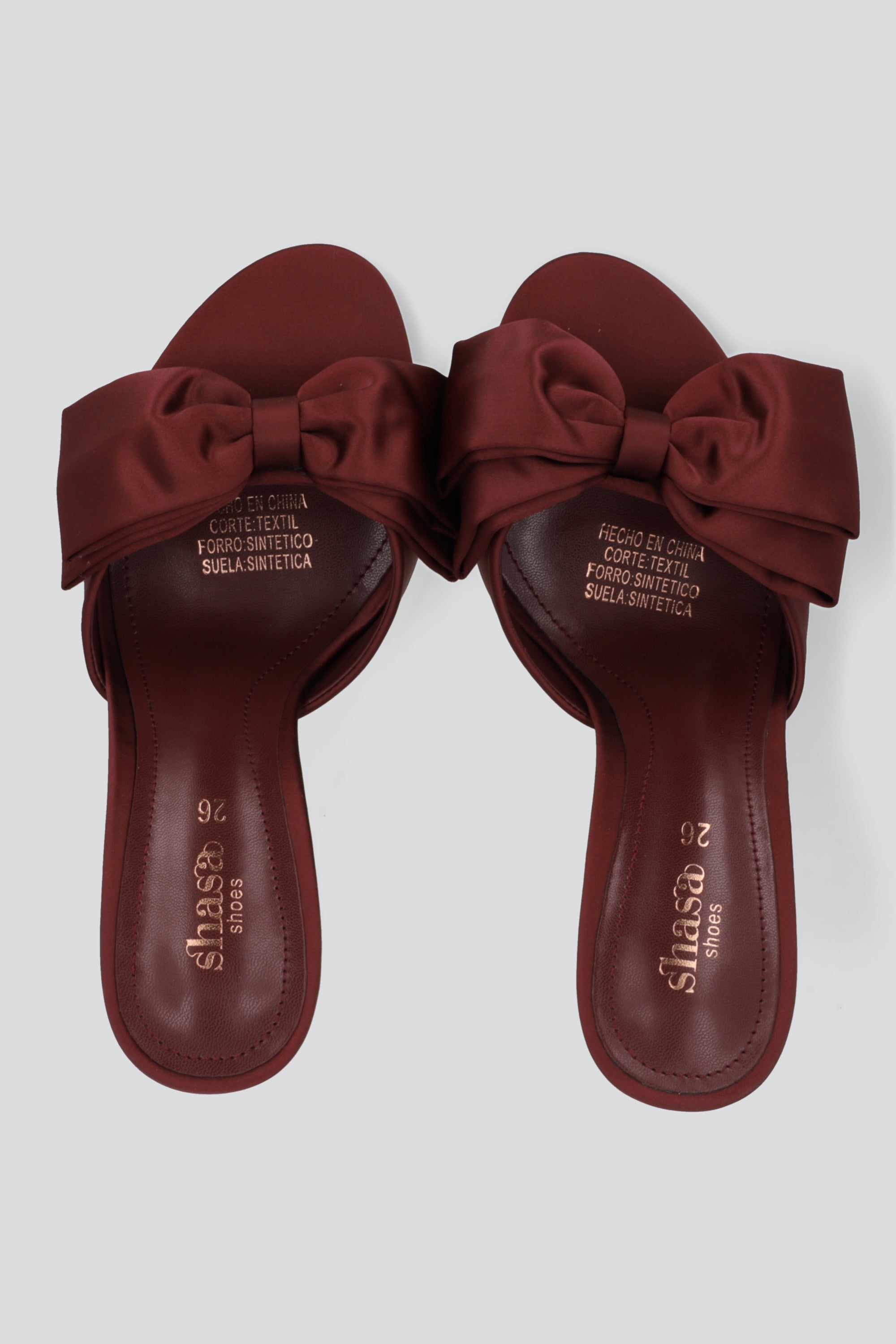 Tacon alto mula moño satinado VINO