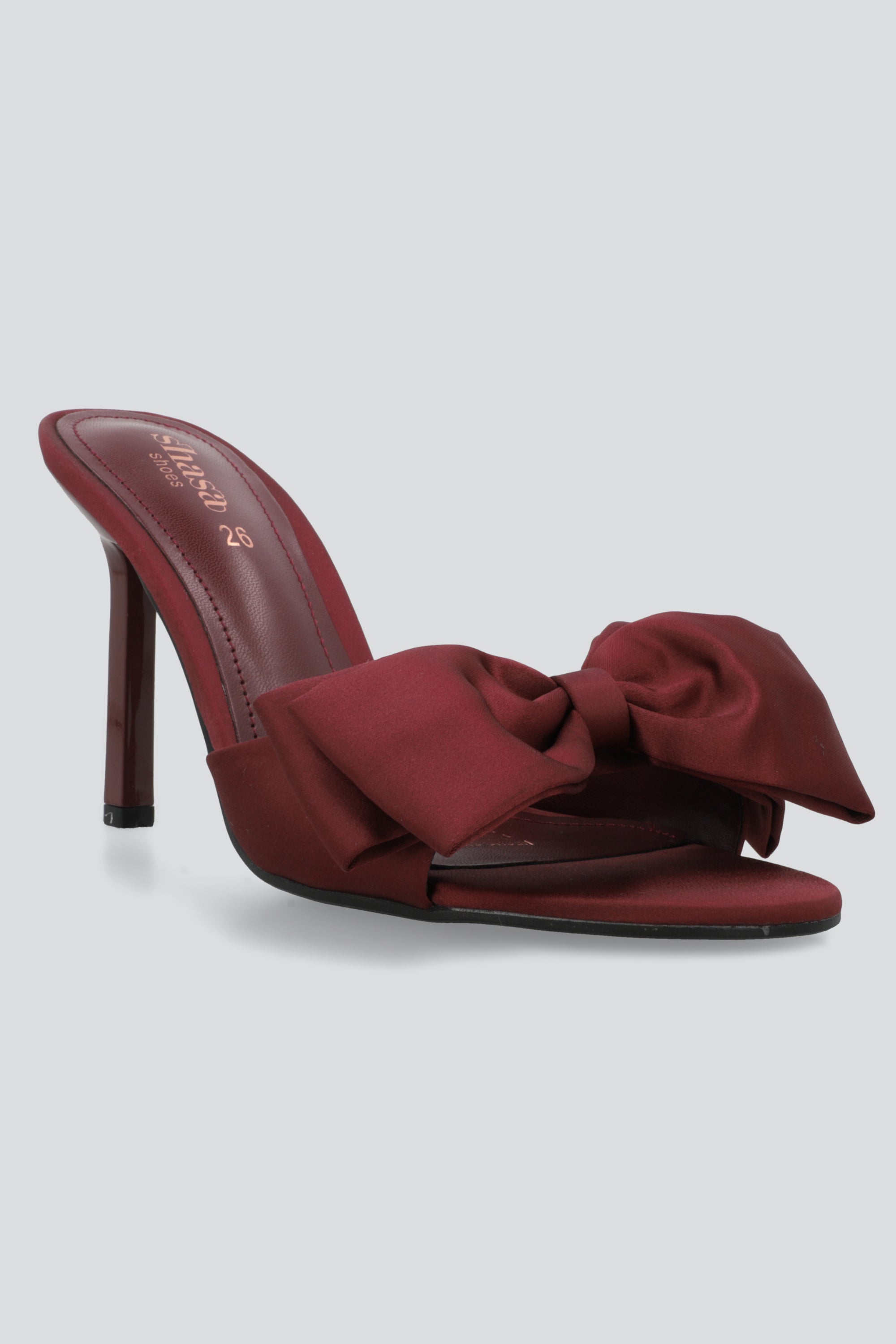 Tacon alto mula moño satinado VINO