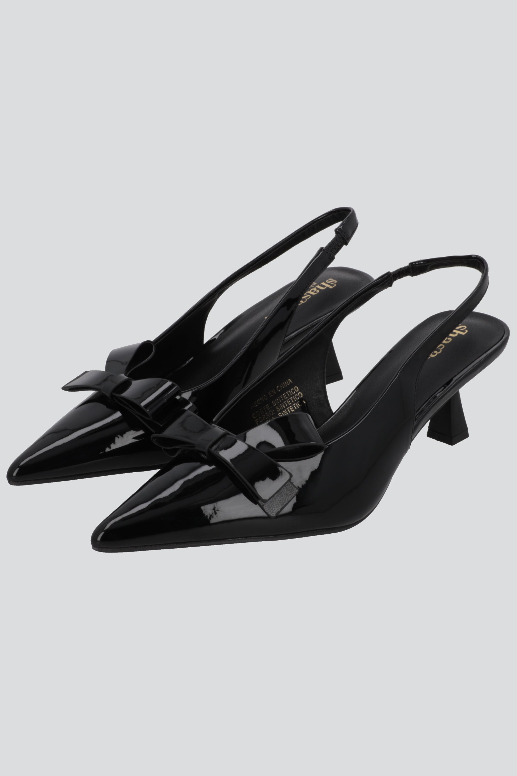 Tacon pointy moño charol NEGRO