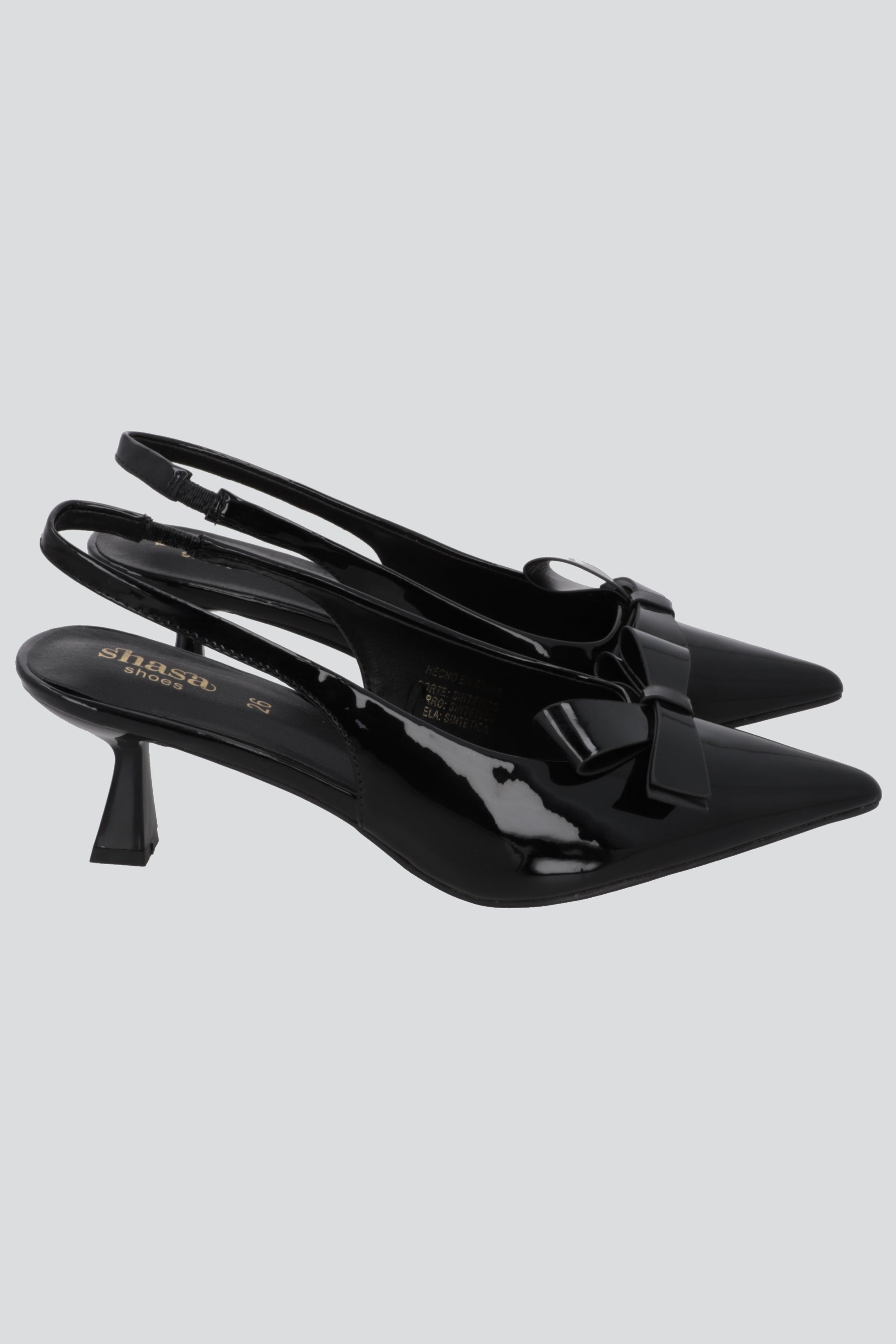 Tacon pointy moño charol NEGRO