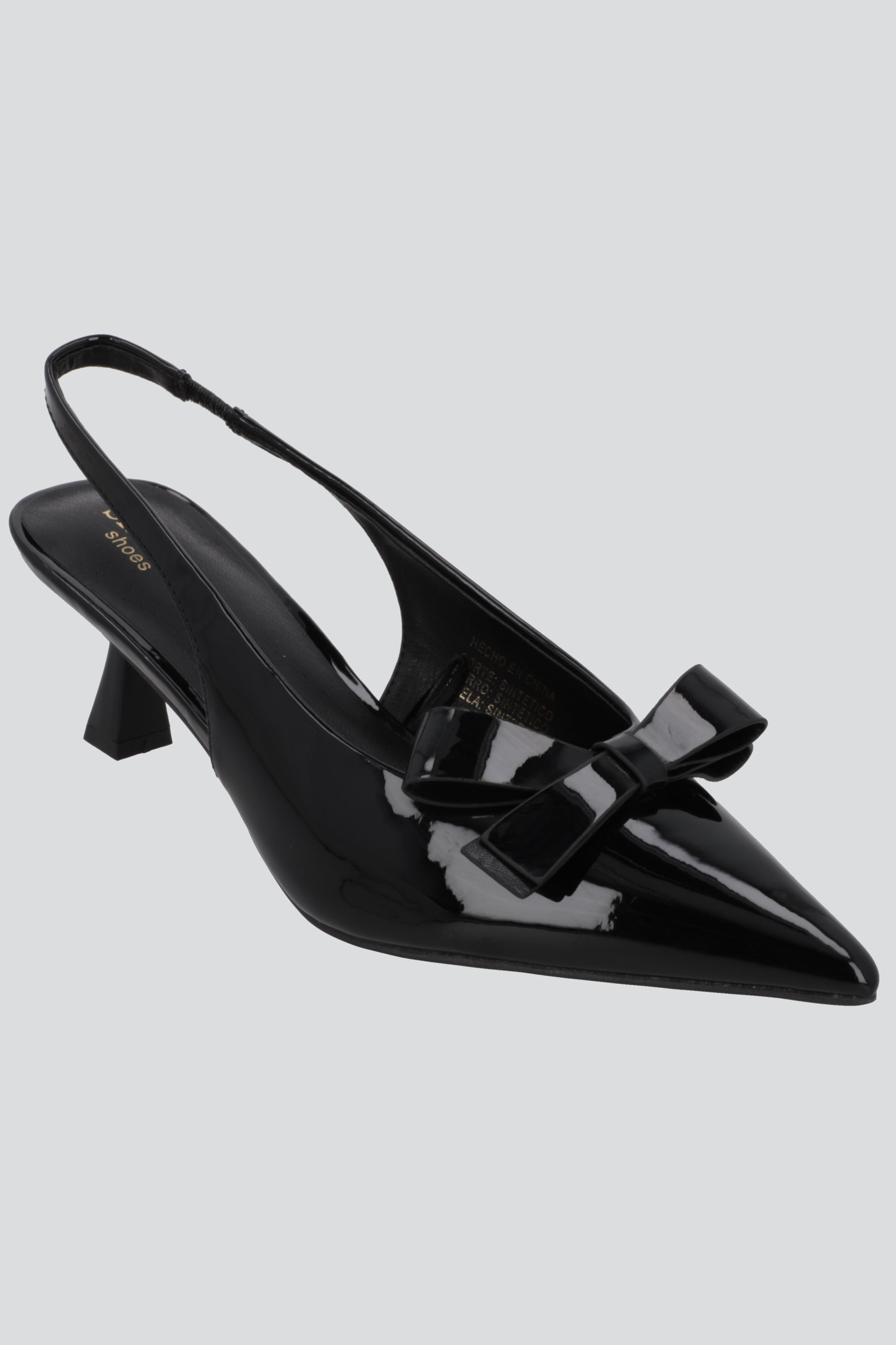 Tacon pointy moño charol NEGRO