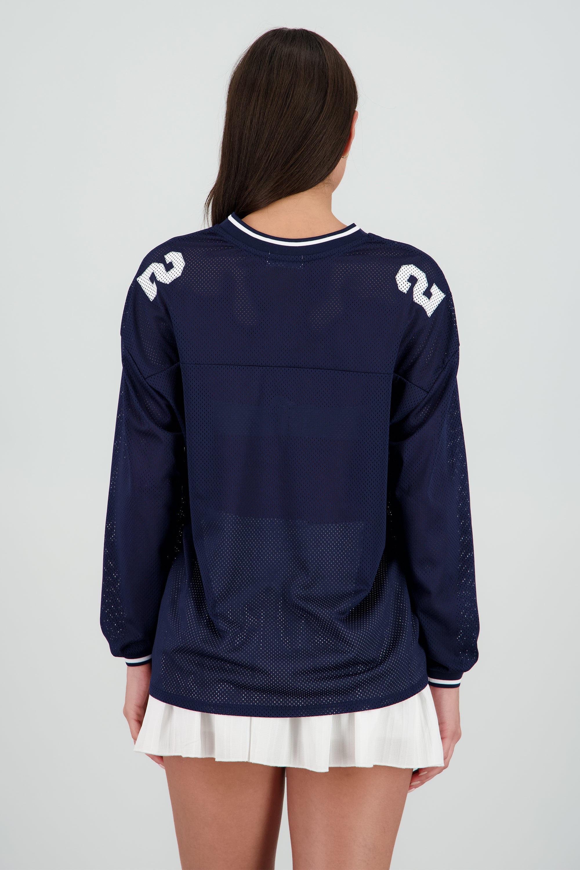 Playera jersey manga larga contraste MARINO