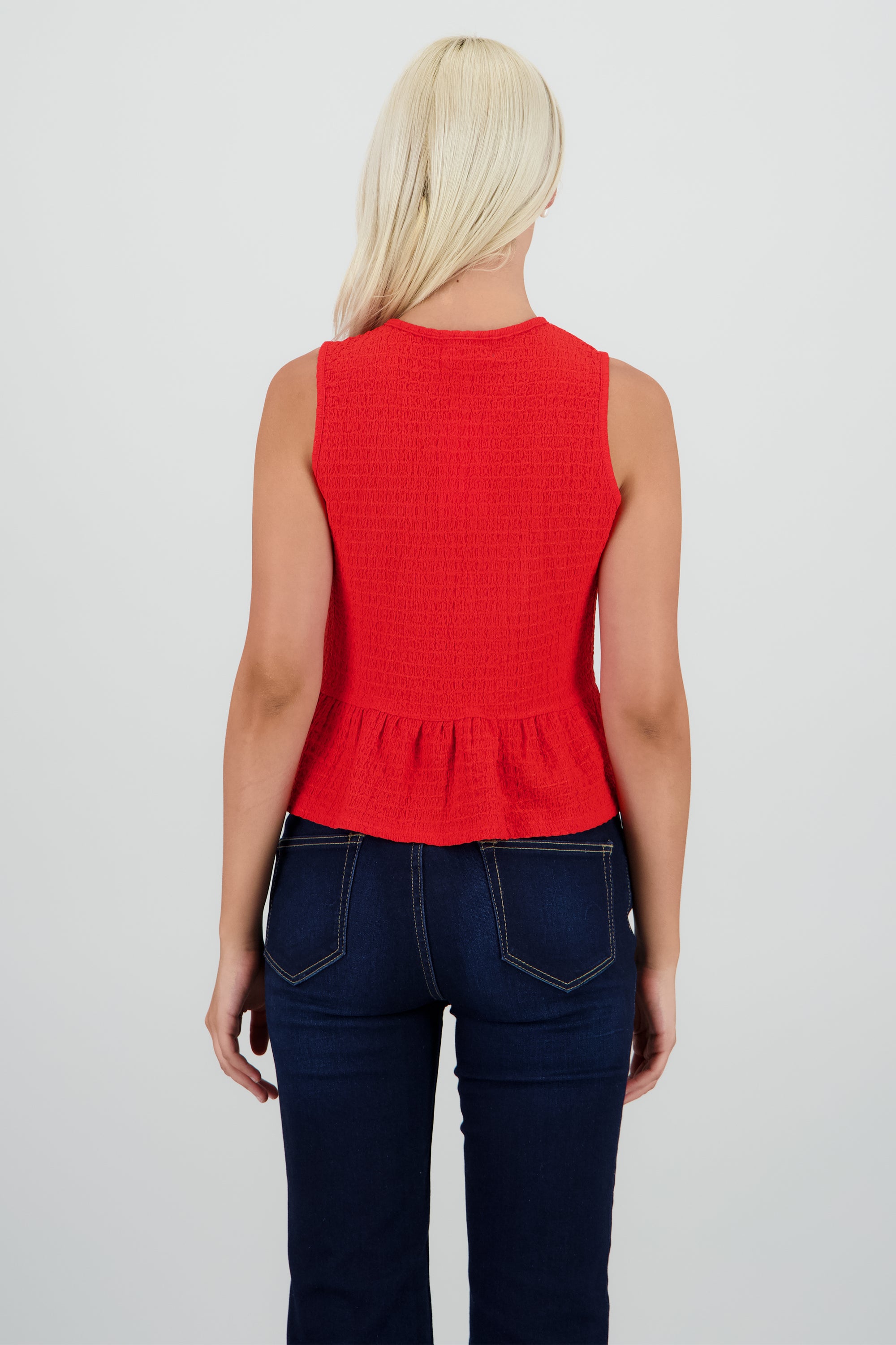 Blusa sin manga con olan y moños ROJO