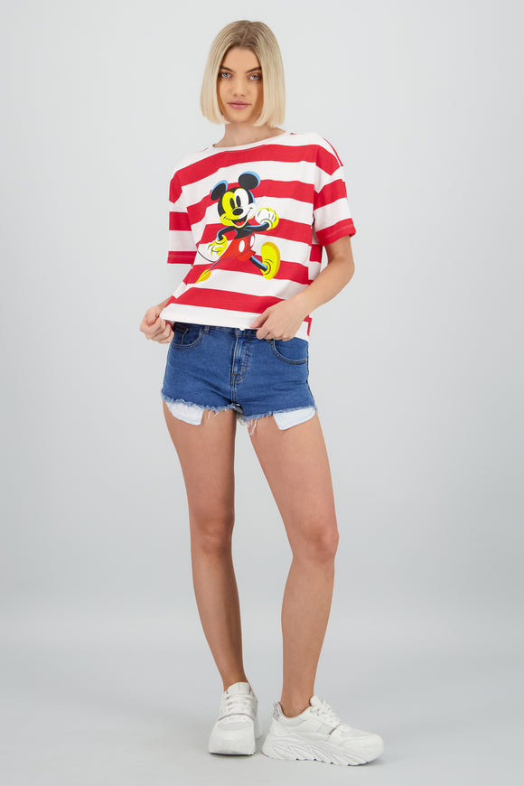Playera boxy rayas Mickey Mouse