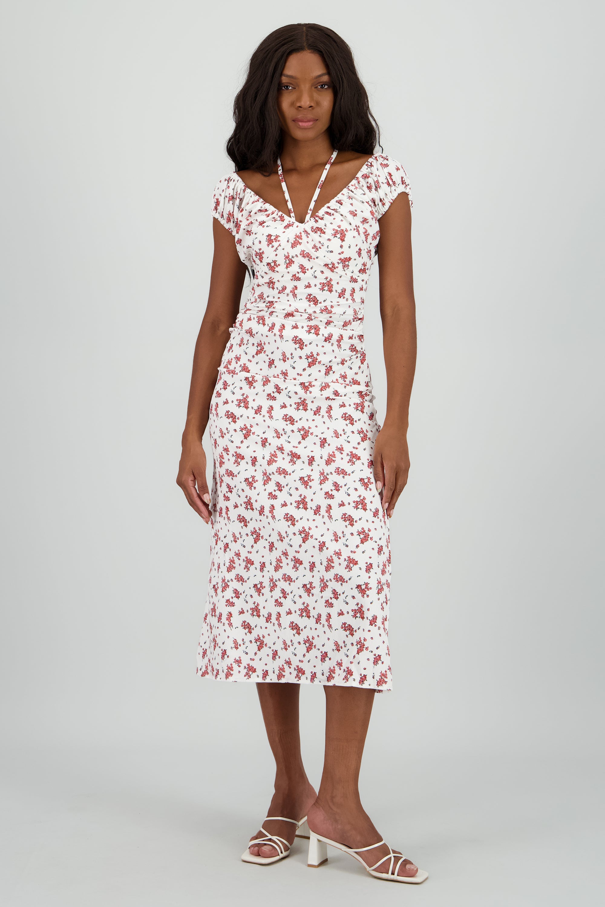Vestido maxi estampado flores BLANCO COMBO