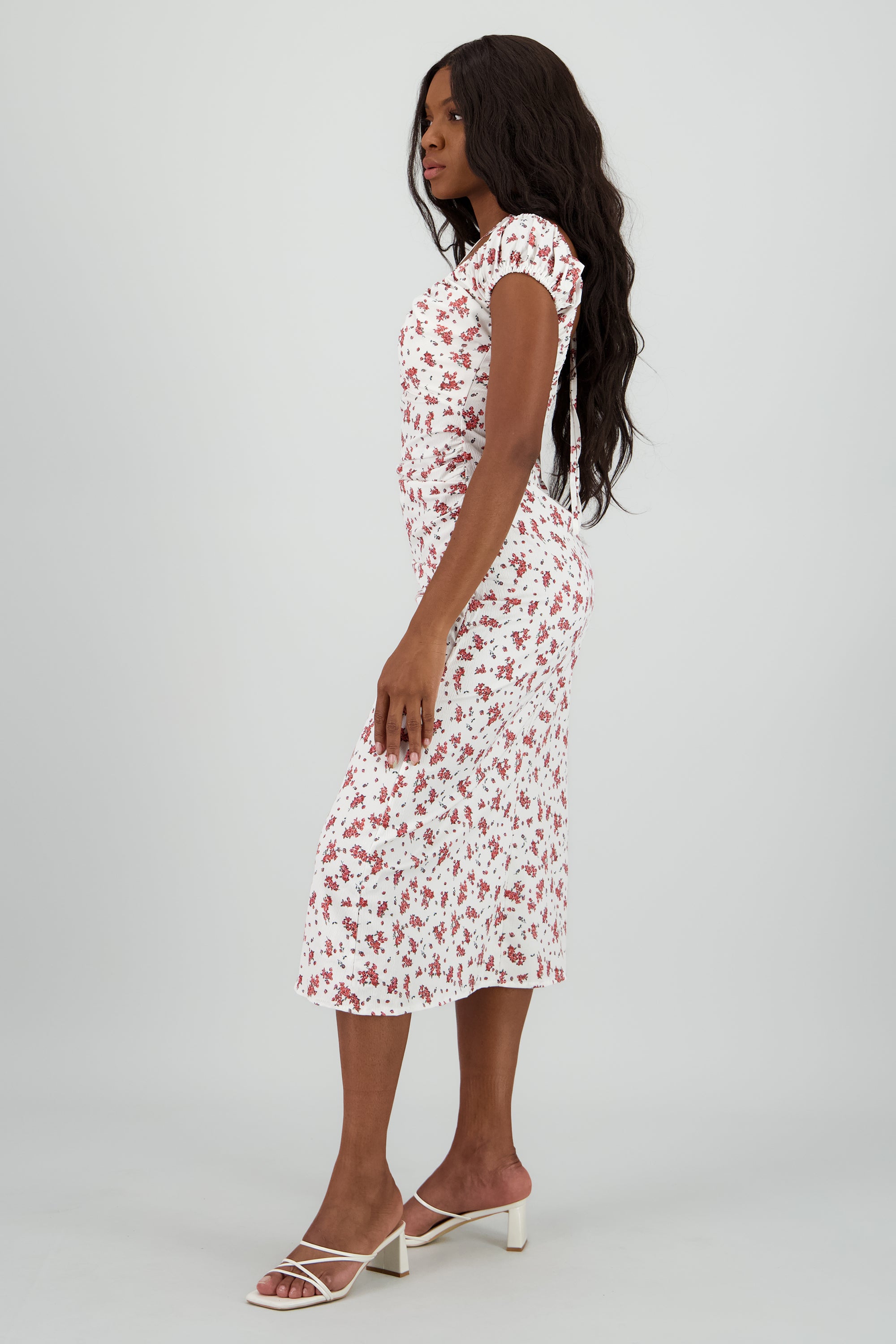 Vestido maxi estampado flores BLANCO COMBO