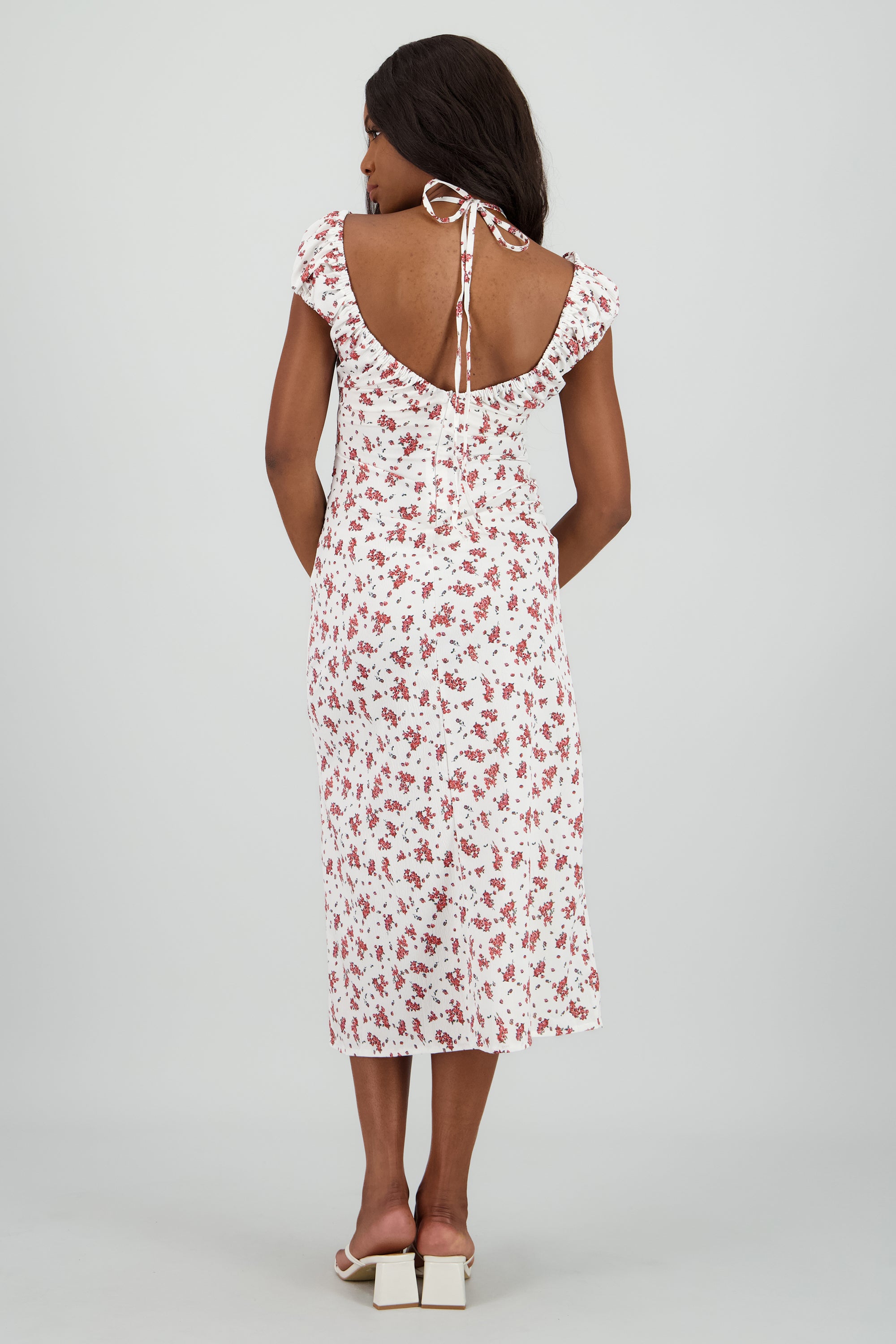 Vestido maxi estampado flores BLANCO COMBO