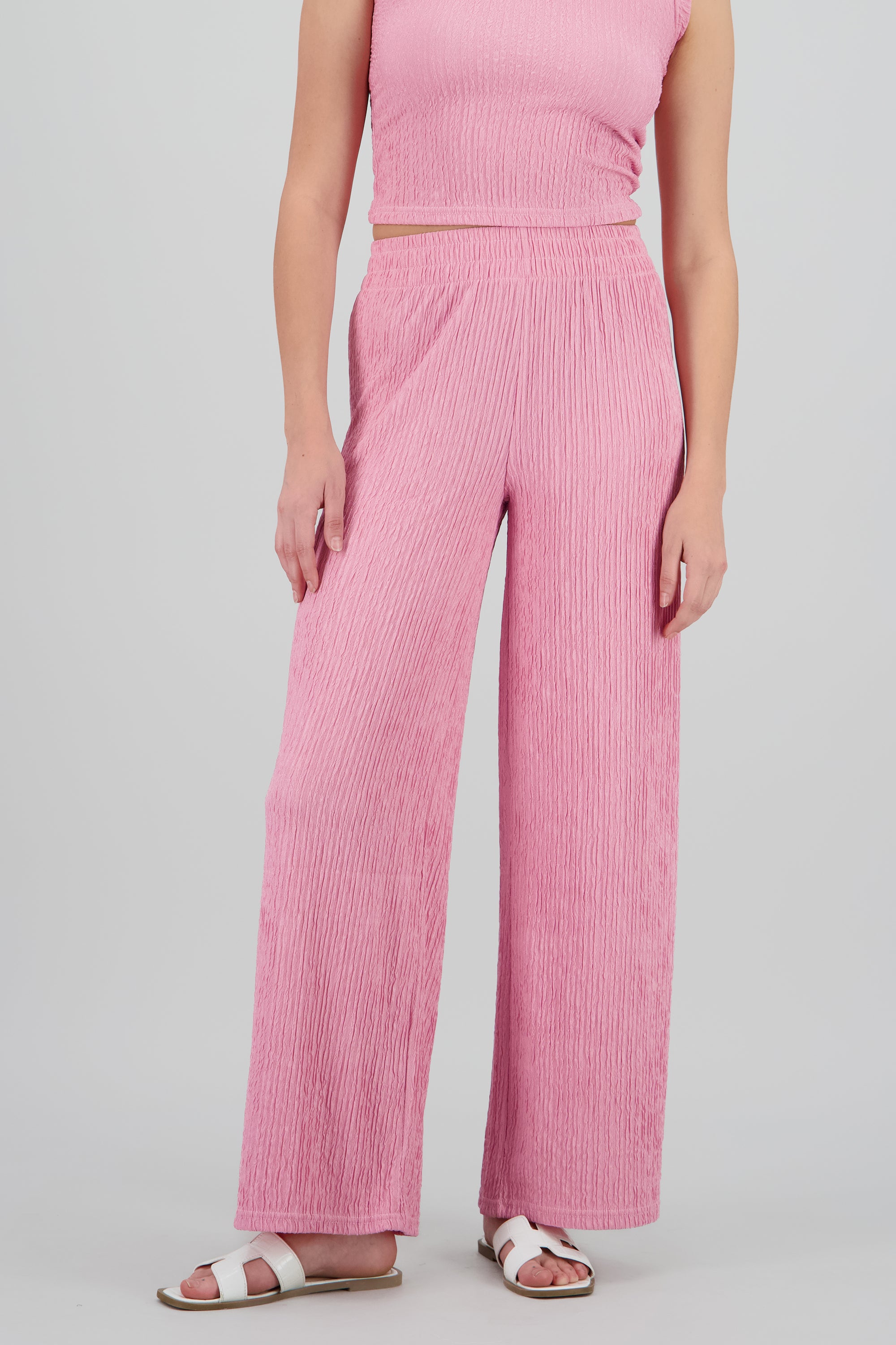 Pantalon textura amplio ROSA