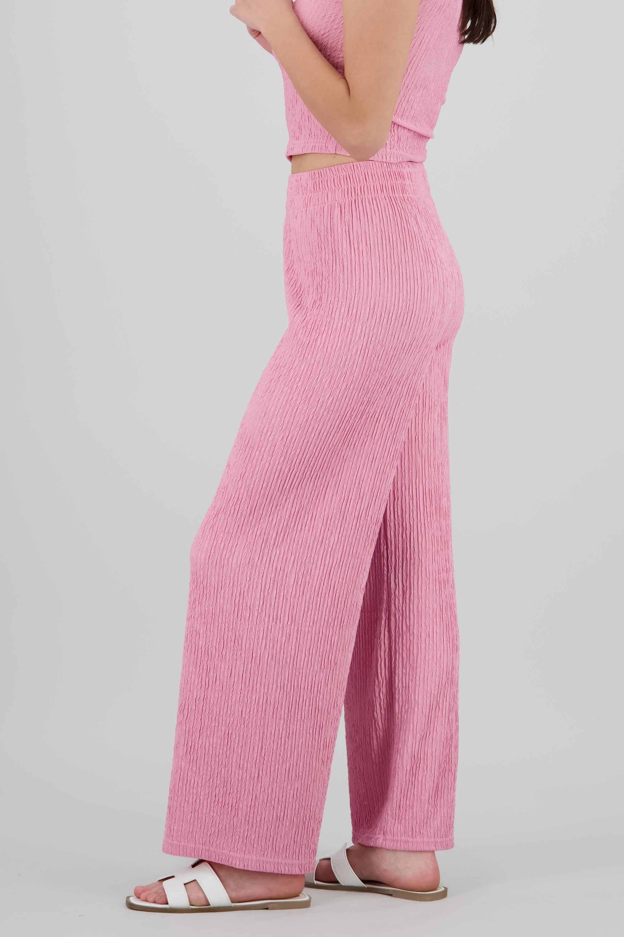 Pantalon textura amplio ROSA