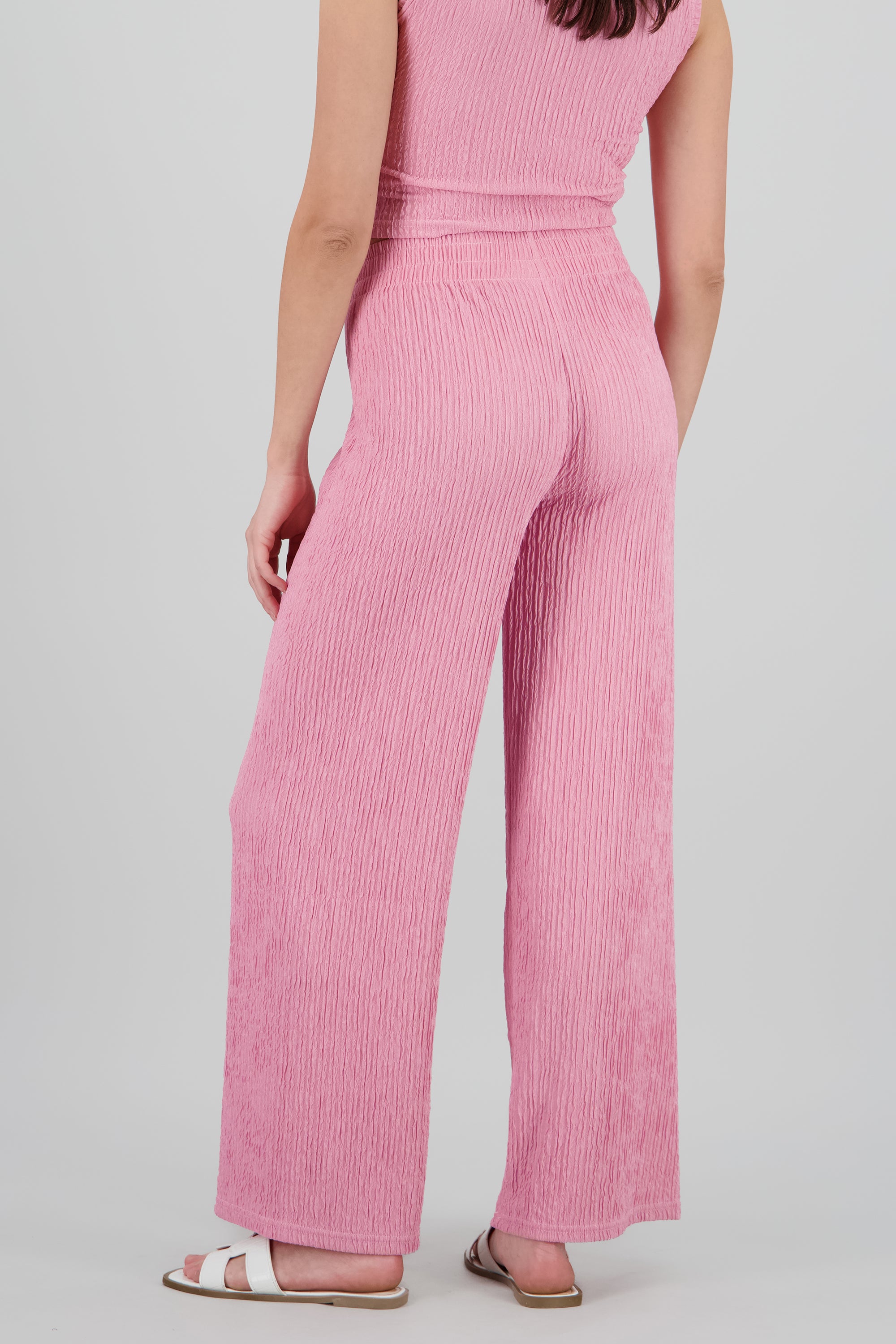 Pantalon textura amplio ROSA