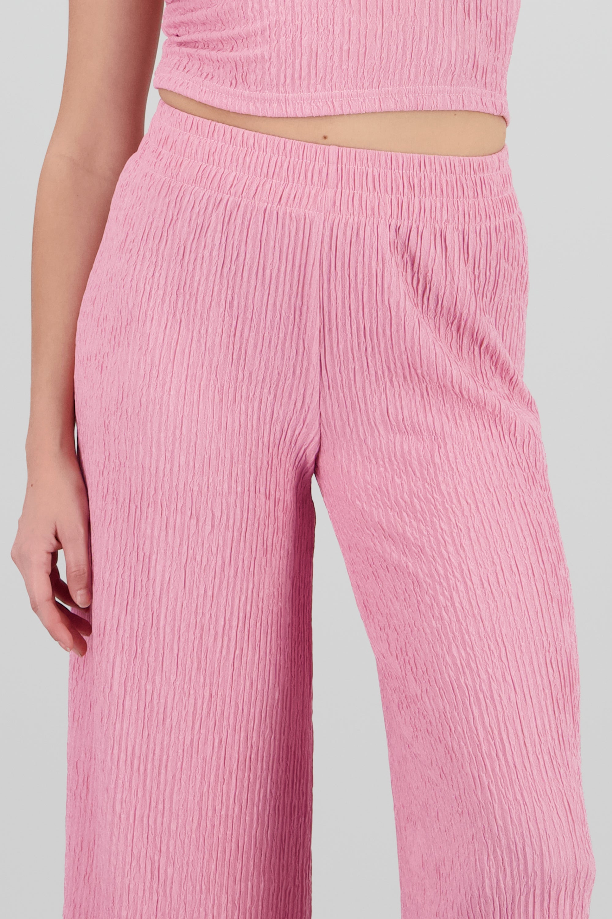 Pantalon textura amplio ROSA