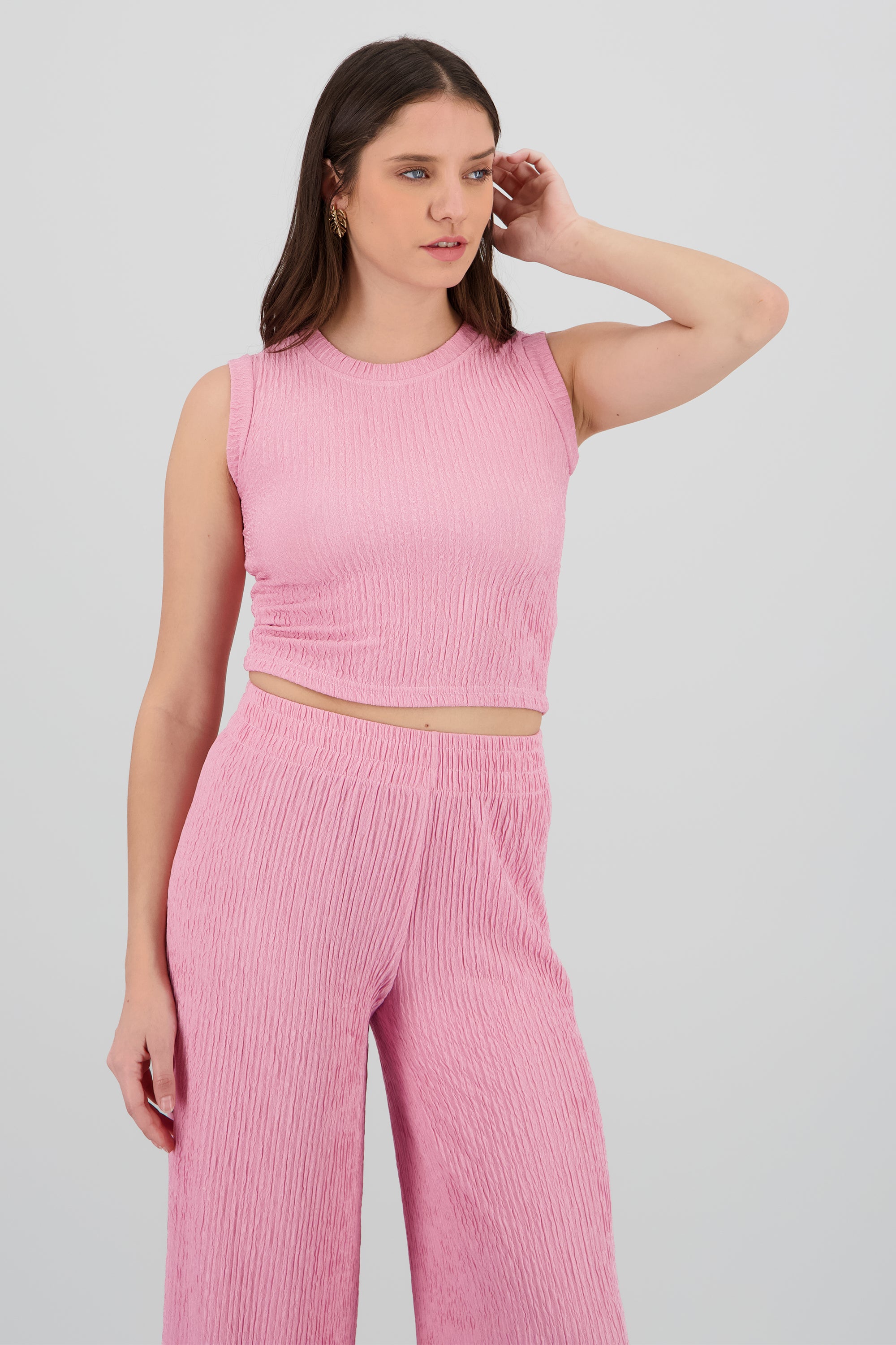 Top sin mangas textura crop ROSA