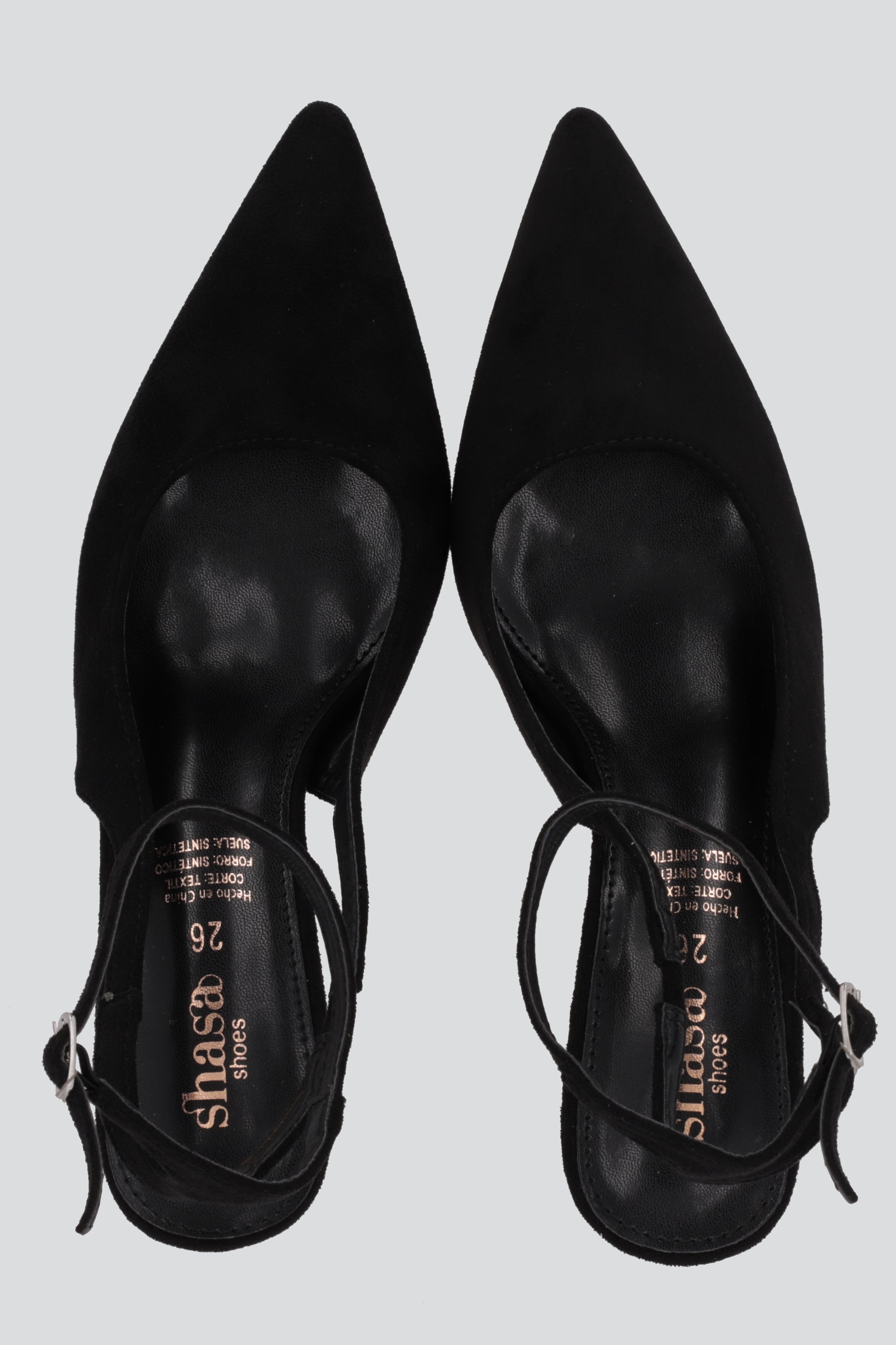 Tacon pointy pulsera suede NEGRO