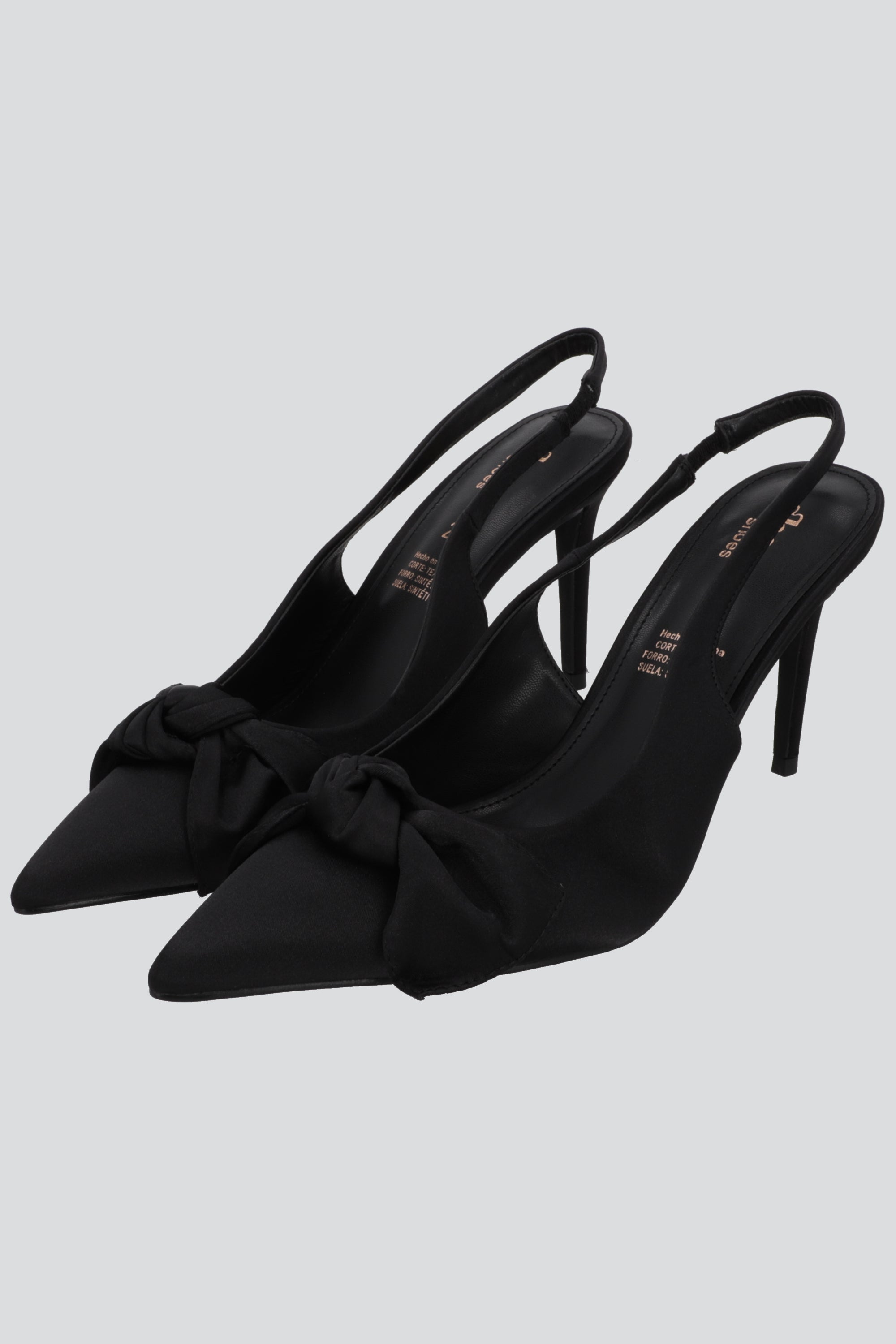 Tacon pointy moño satin NEGRO