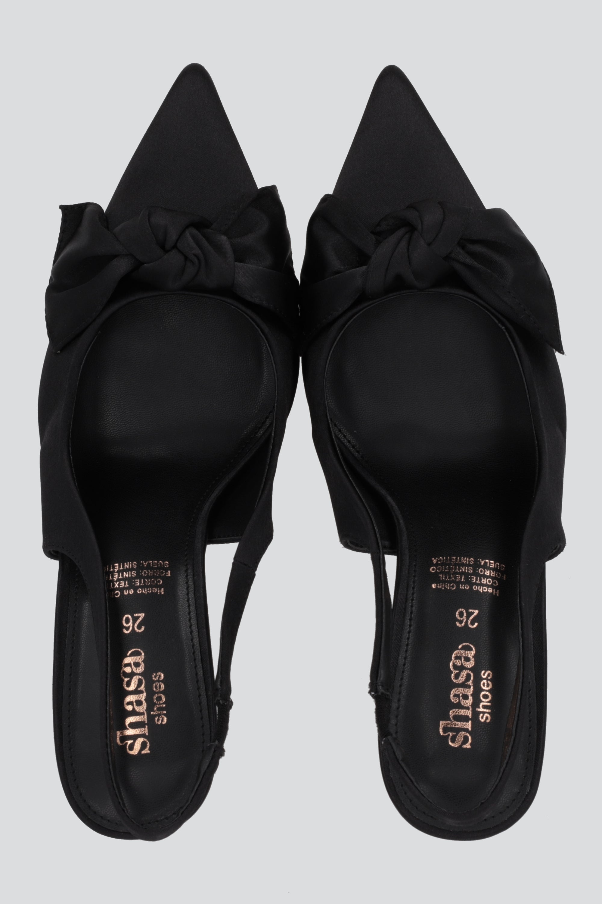 Tacon pointy moño satin NEGRO