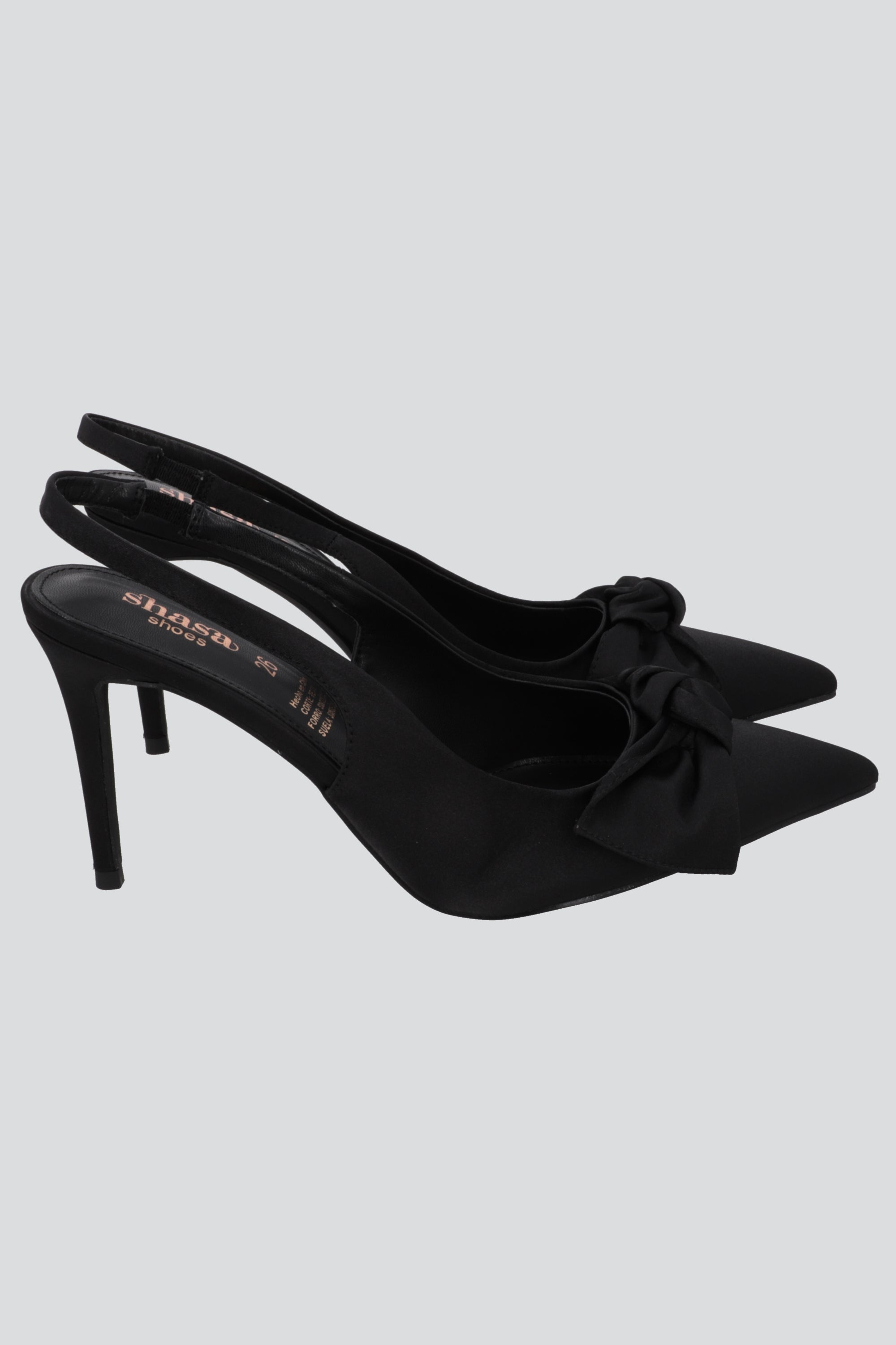 Tacon pointy moño satin NEGRO