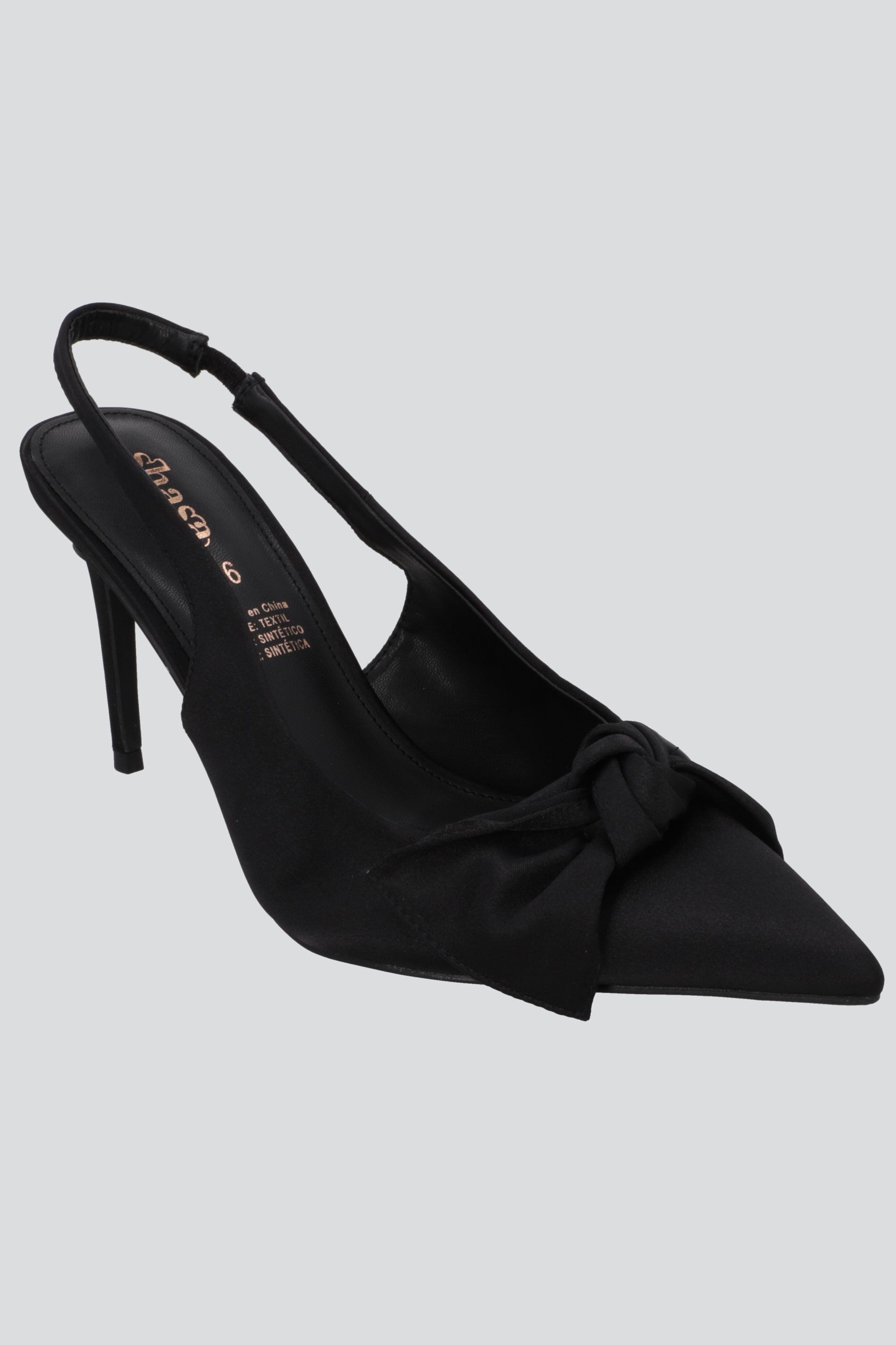 Tacon pointy moño satin NEGRO