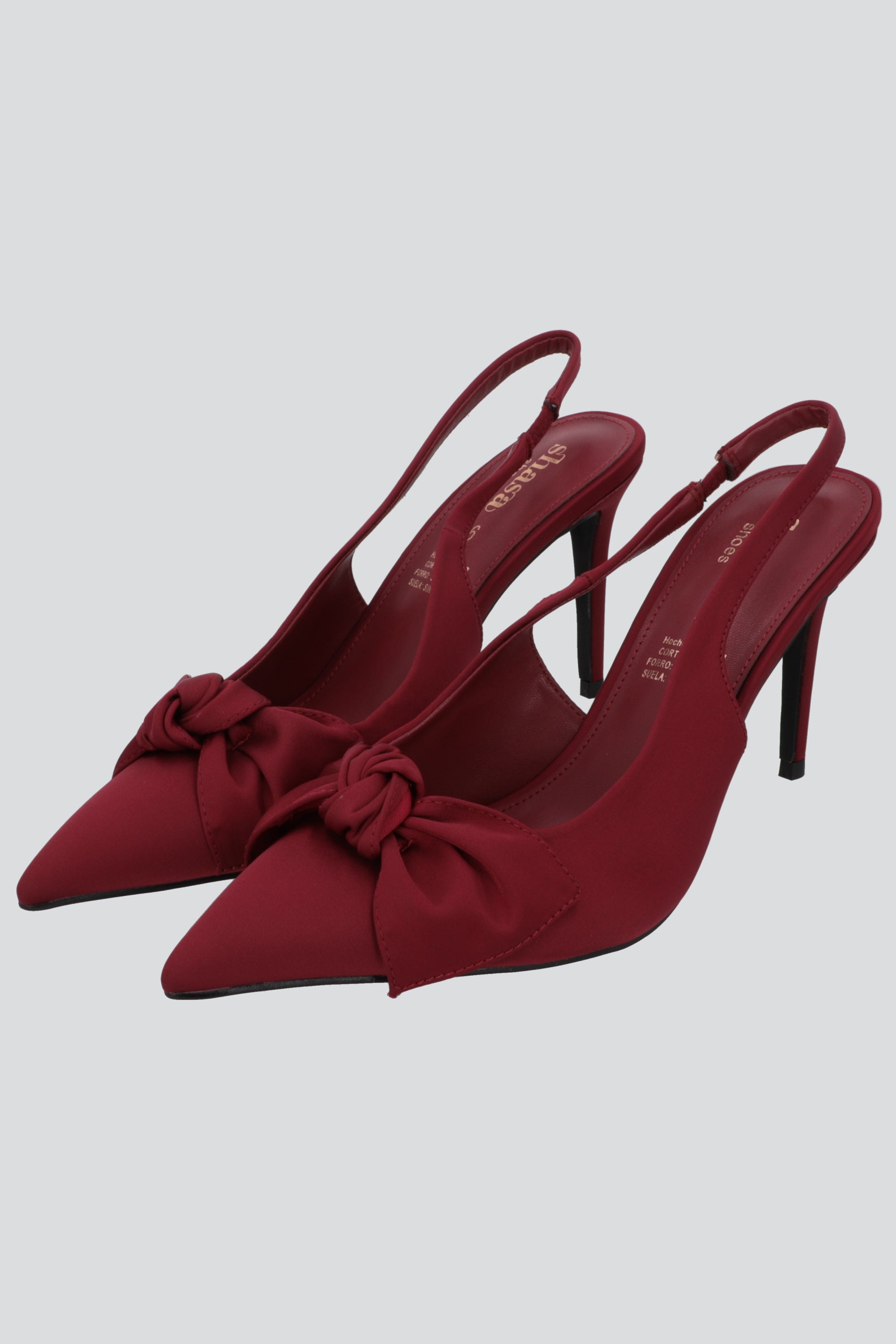 Tacon pointy moño satin VINO