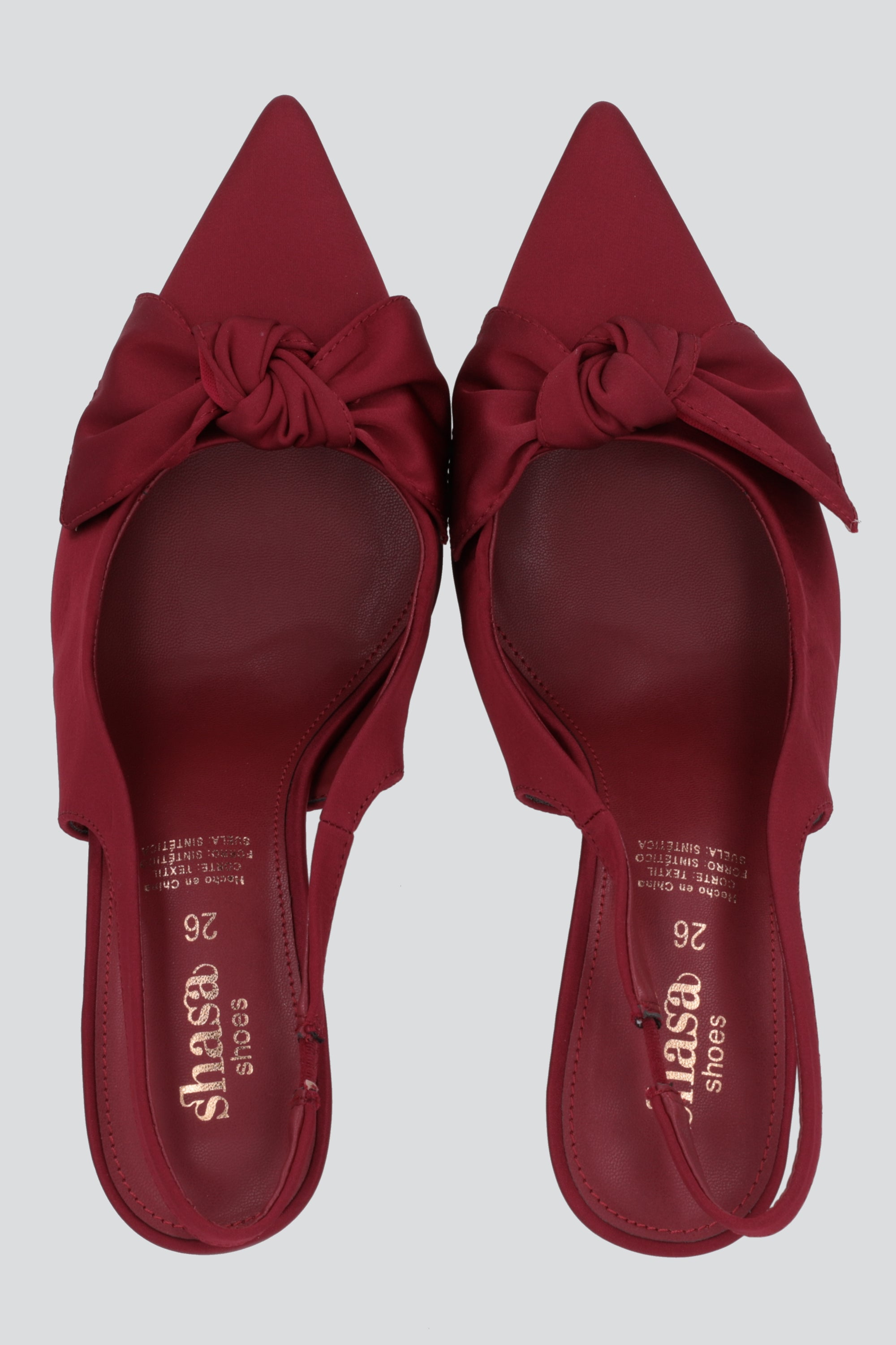 Tacon pointy moño satin VINO