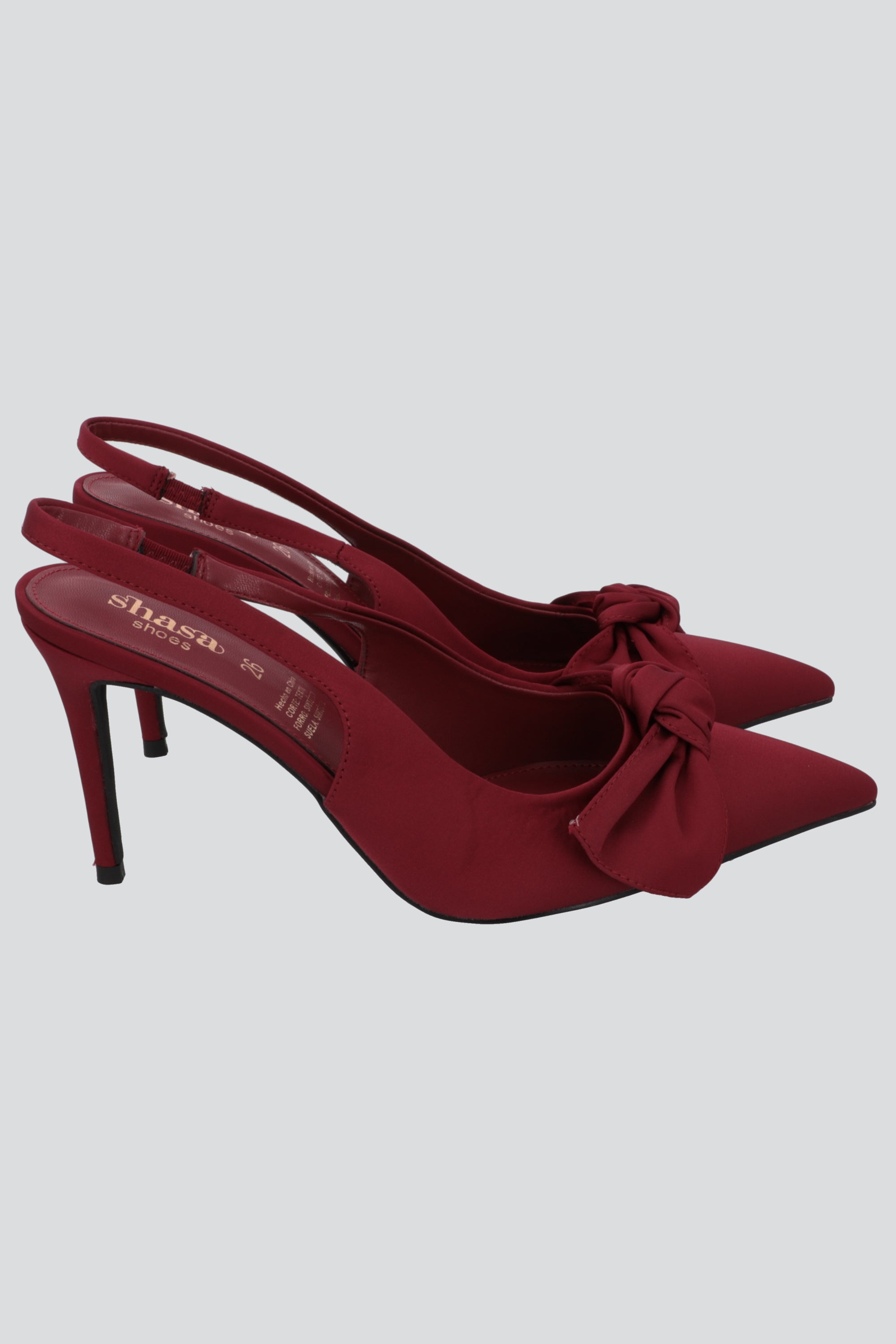 Tacon pointy moño satin VINO
