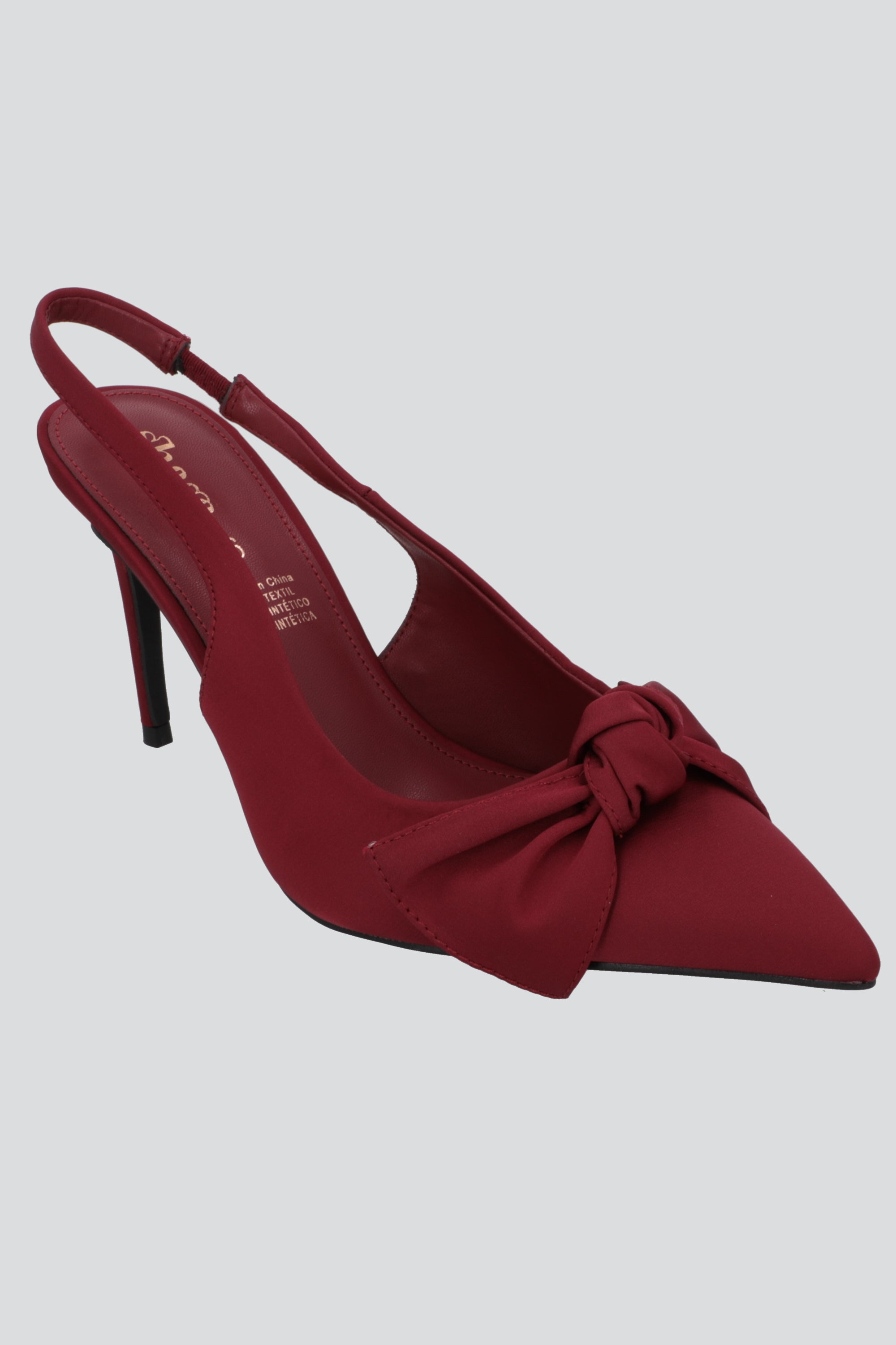 Tacon pointy moño satin VINO