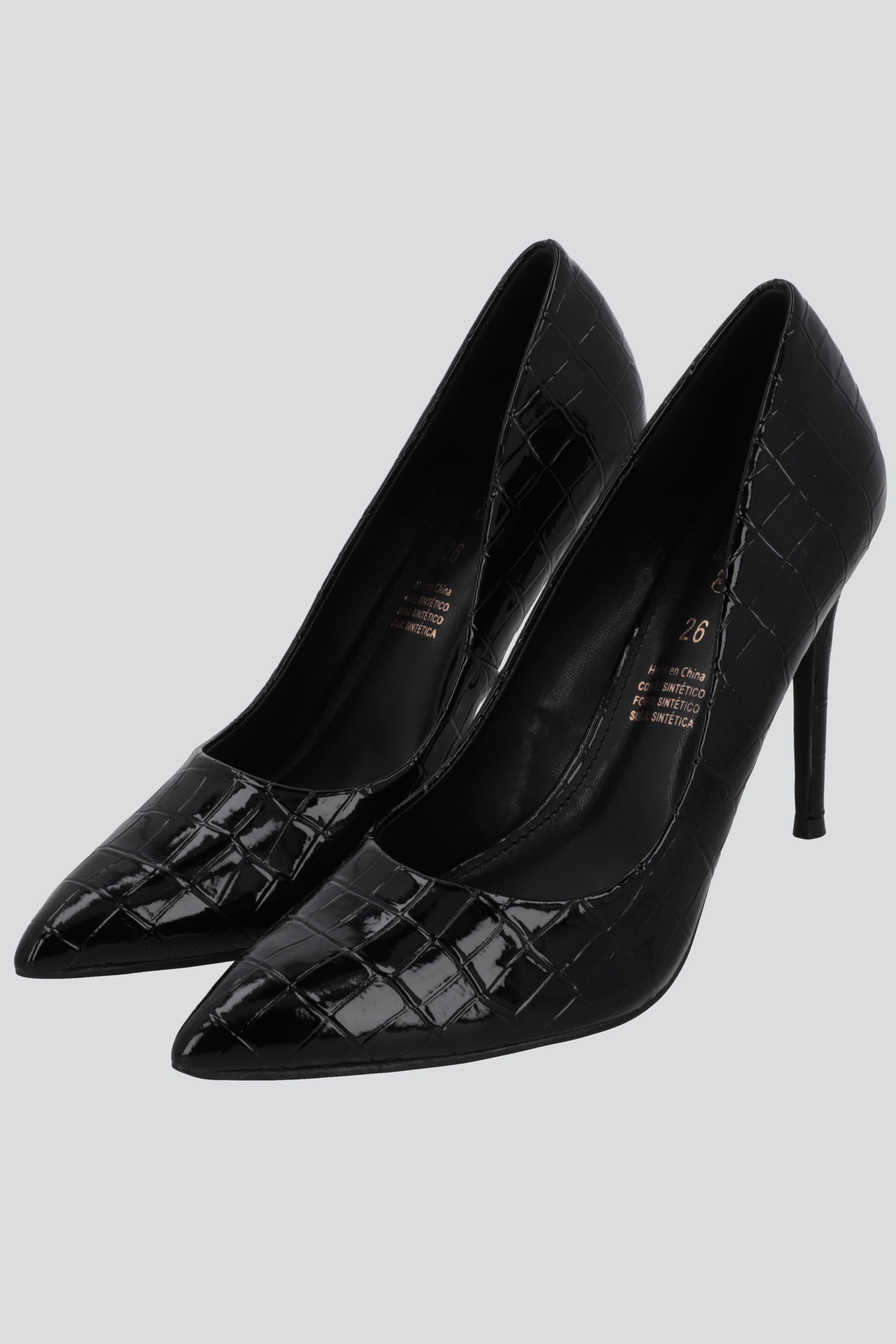 Tacon pointy croco NEGRO