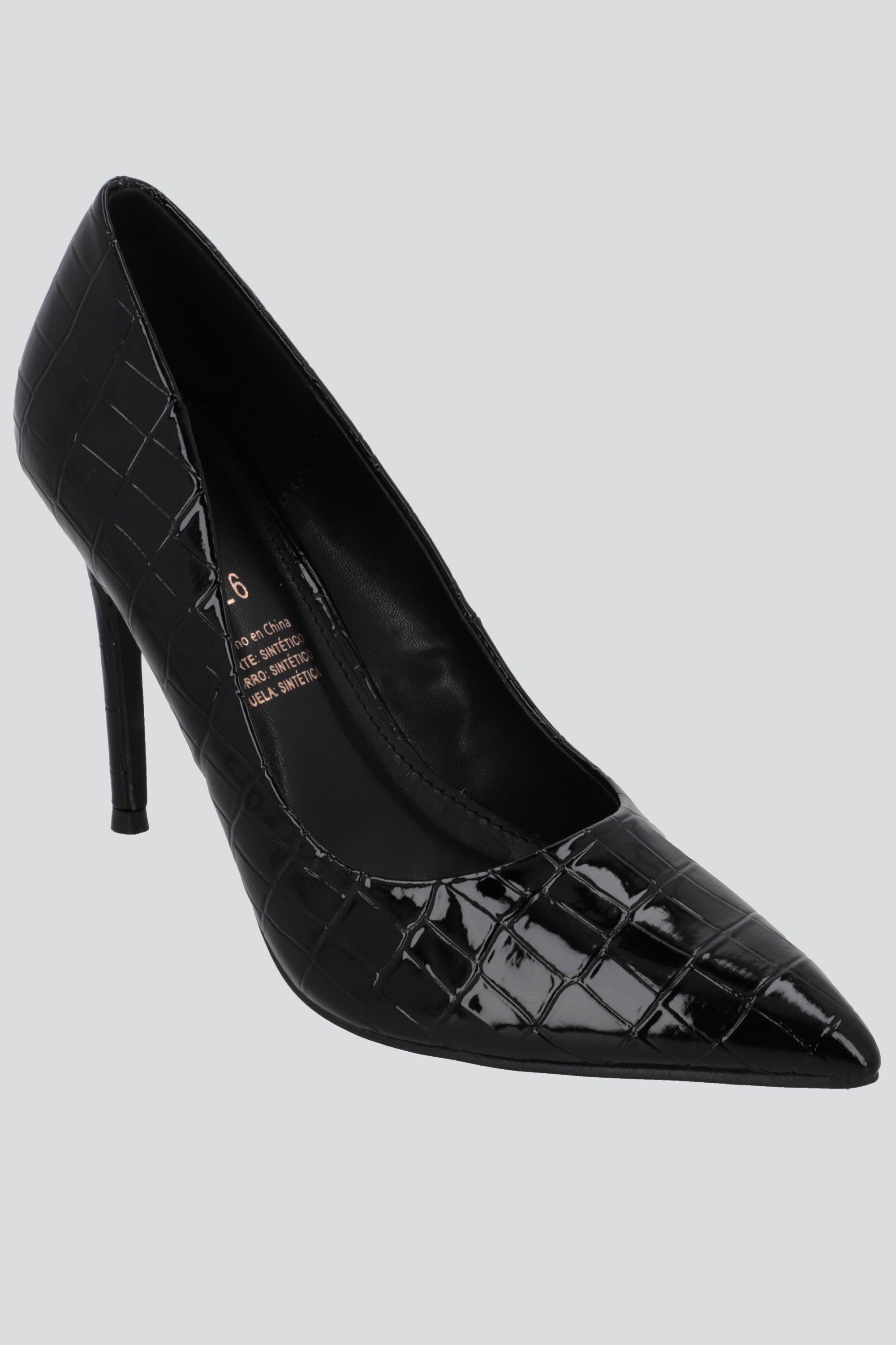 Tacon pointy croco NEGRO