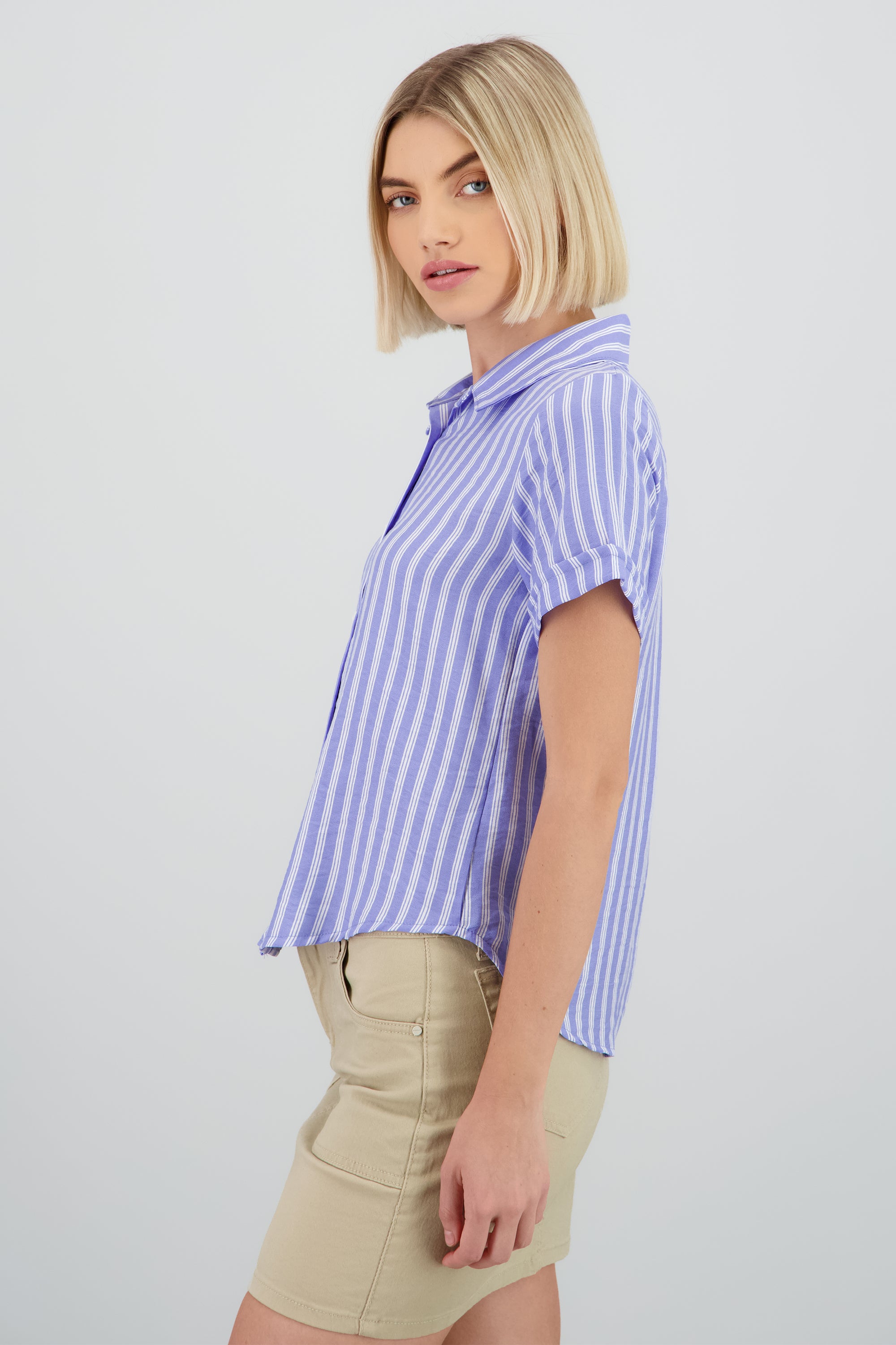 Camisa manga corta ligera rayas AZUL COMBO