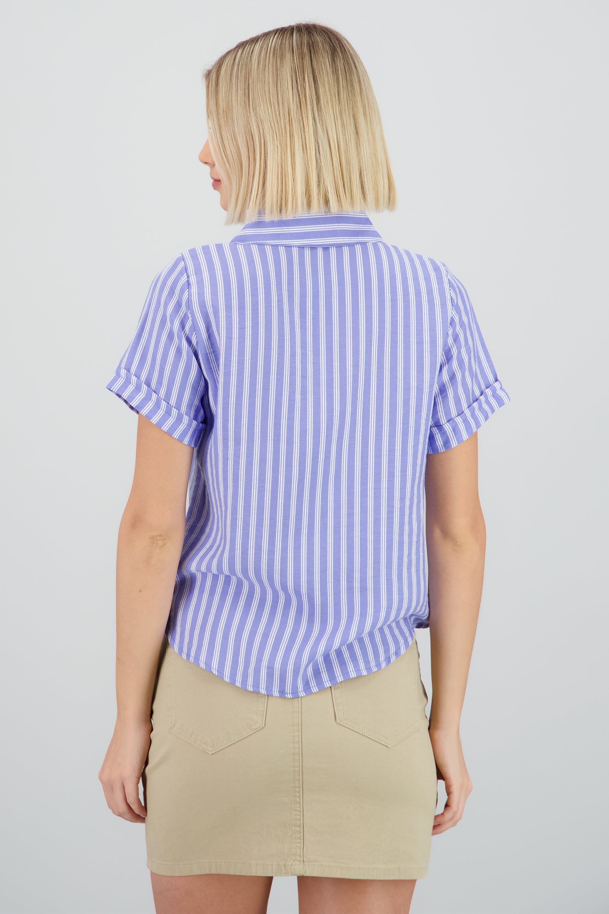 Camisa manga corta ligera rayas AZUL COMBO