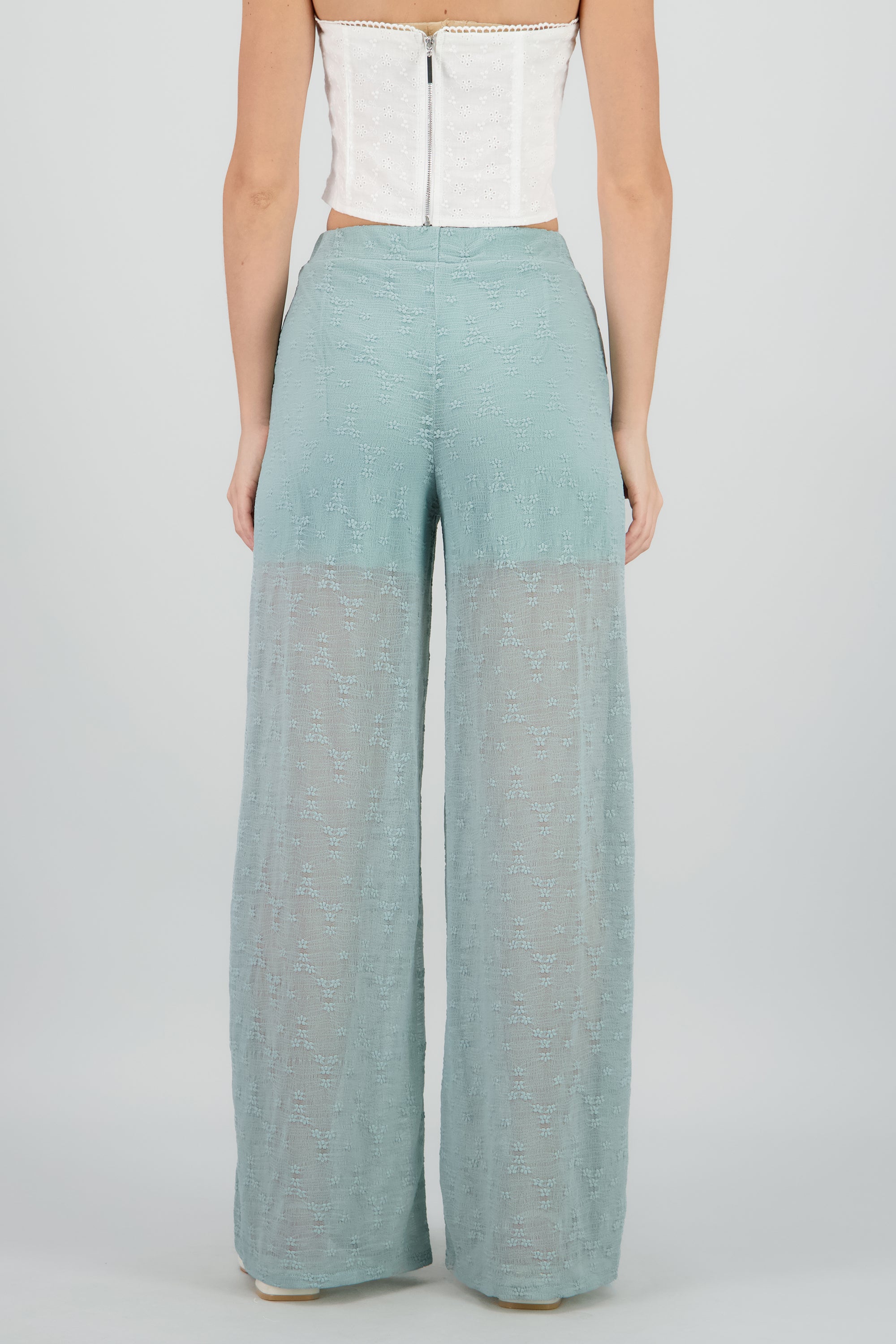 Pantalon amplio detalle bordado SAGE