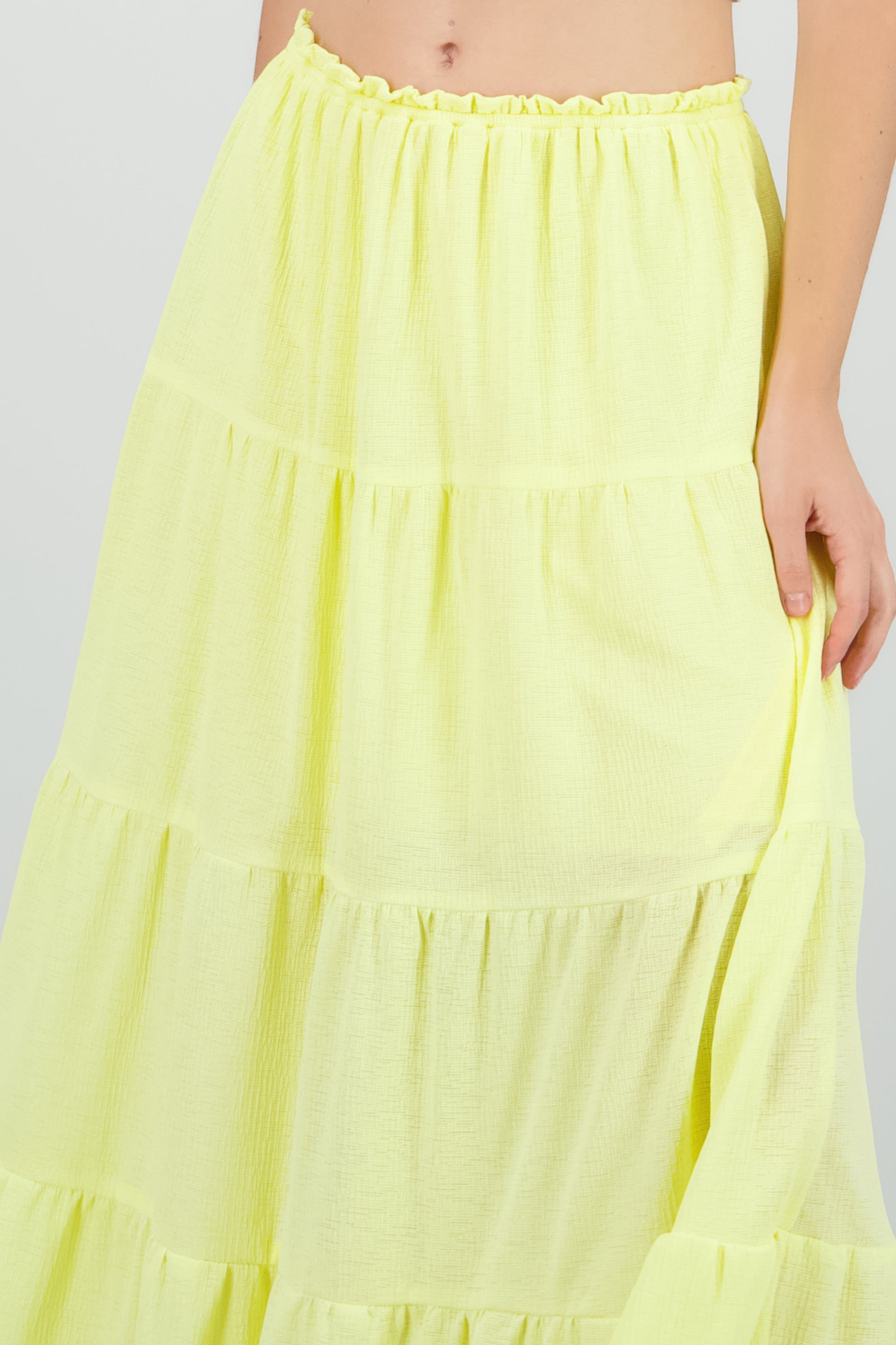 Falda maxi detalle olanes resorte AMARILLO PASTEL