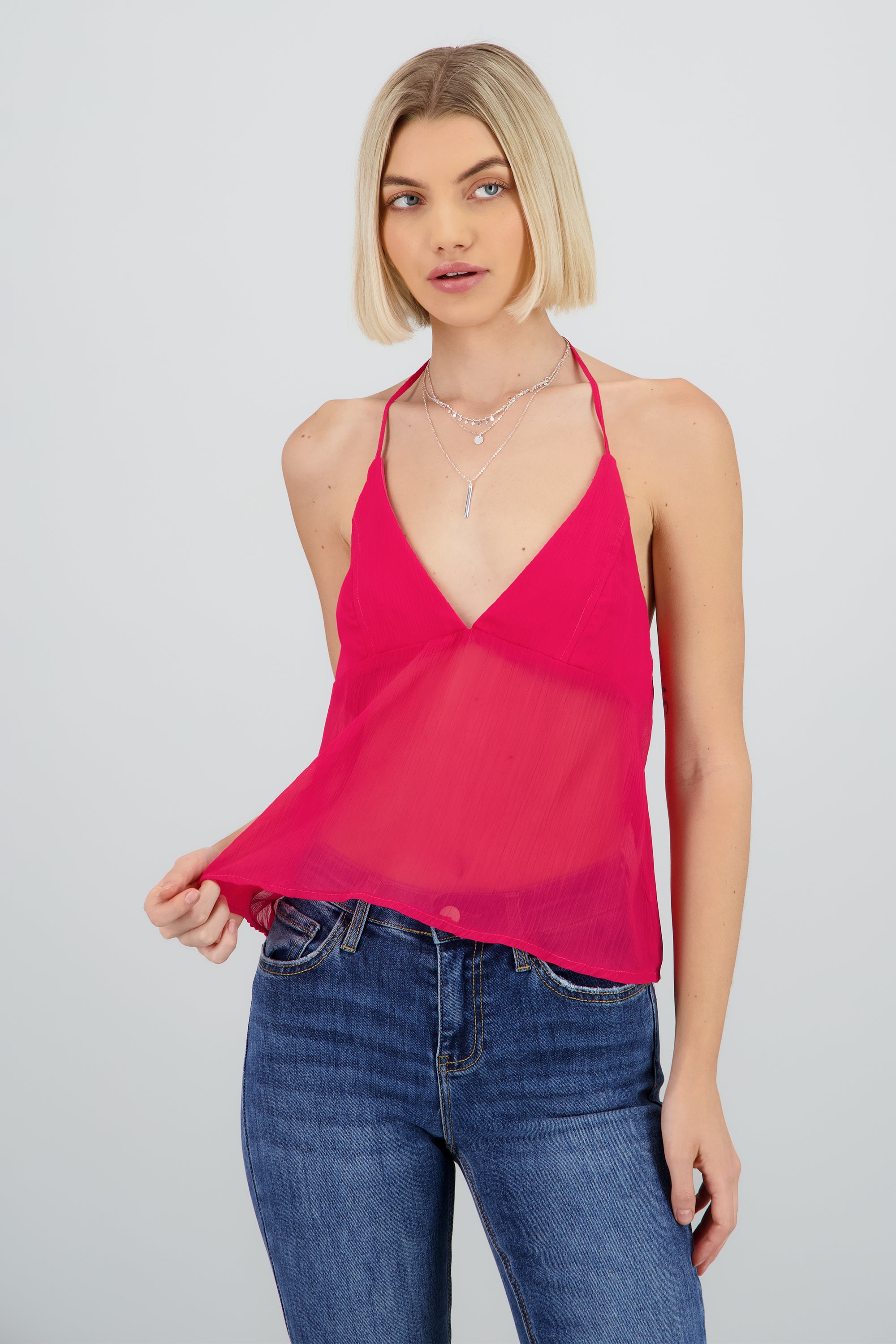 Blusa tirantes escote v detalle textura FIUSHA
