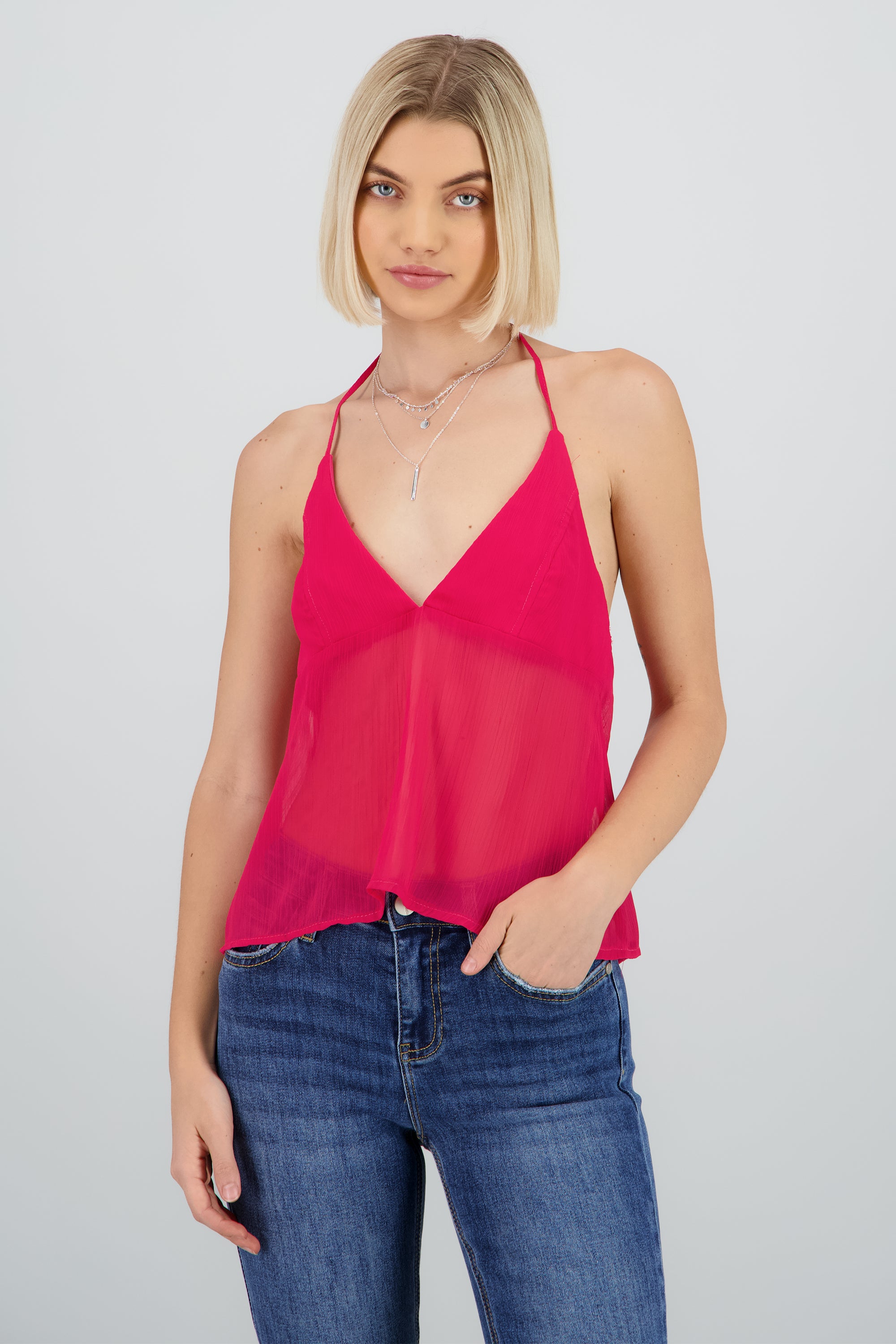 Blusa tirantes escote v detalle textura FIUSHA