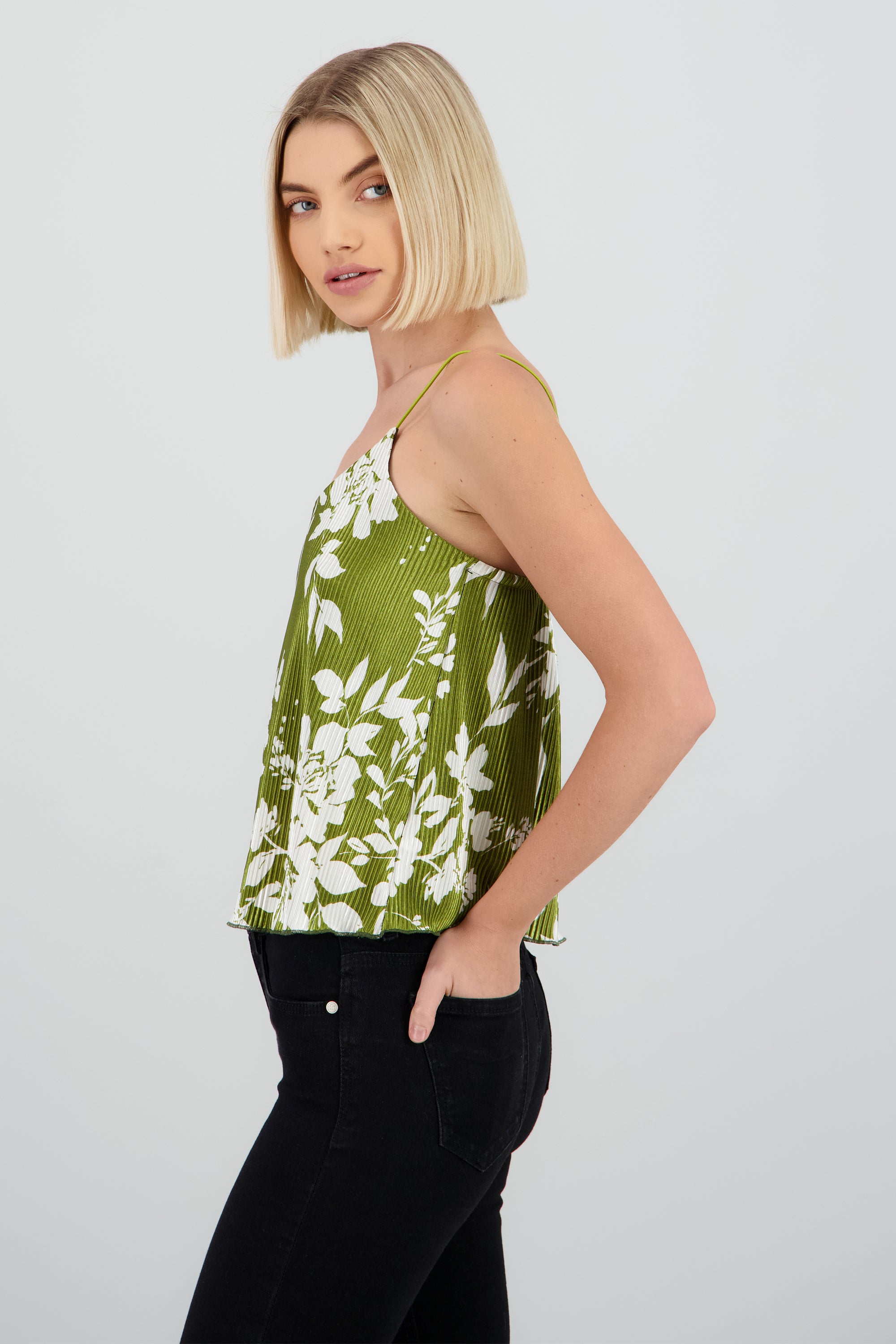 Blusa tirantes detalle plisado OLIVO COMBO
