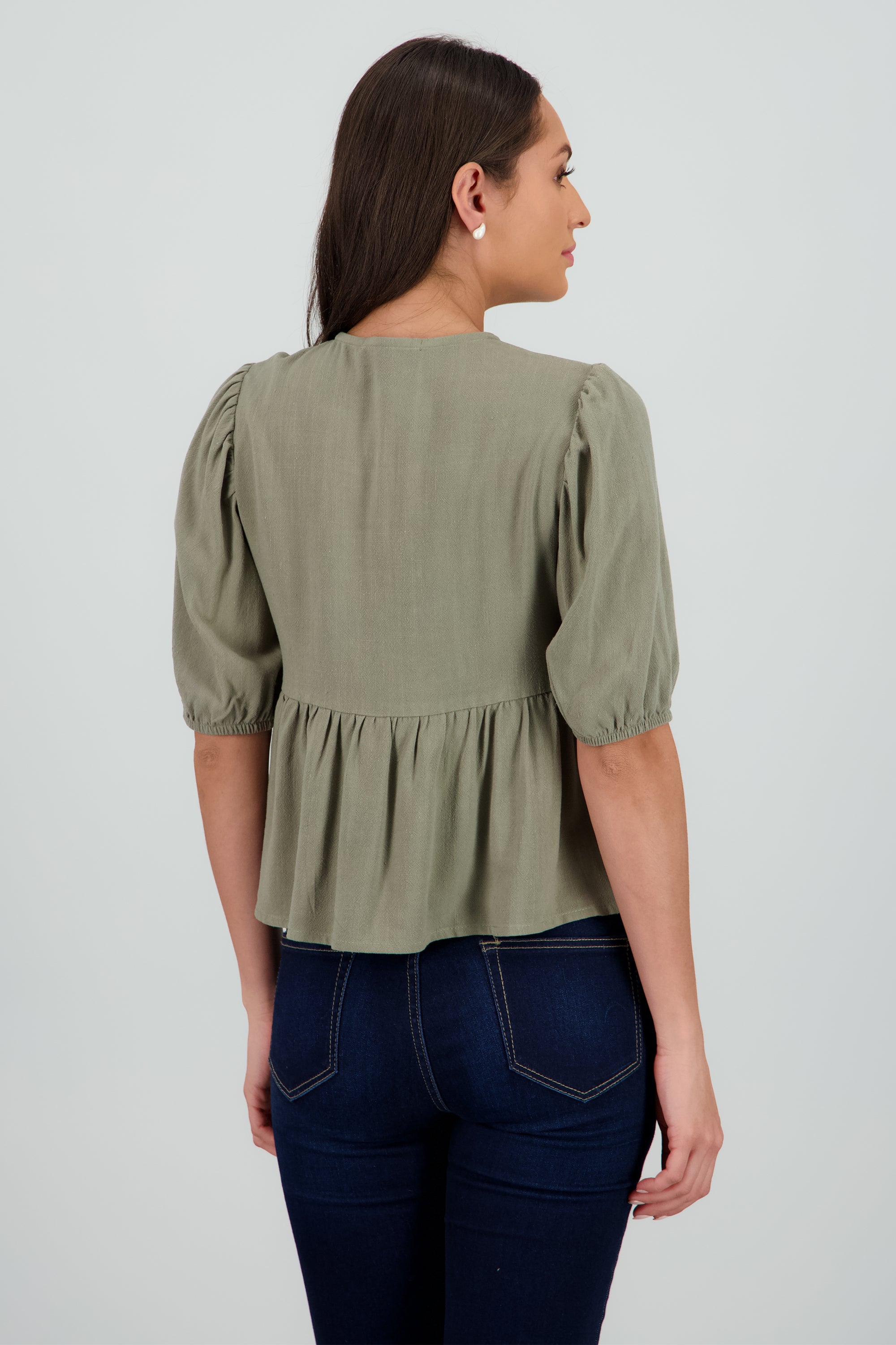 Blusa manga abullonada con moños SAGE