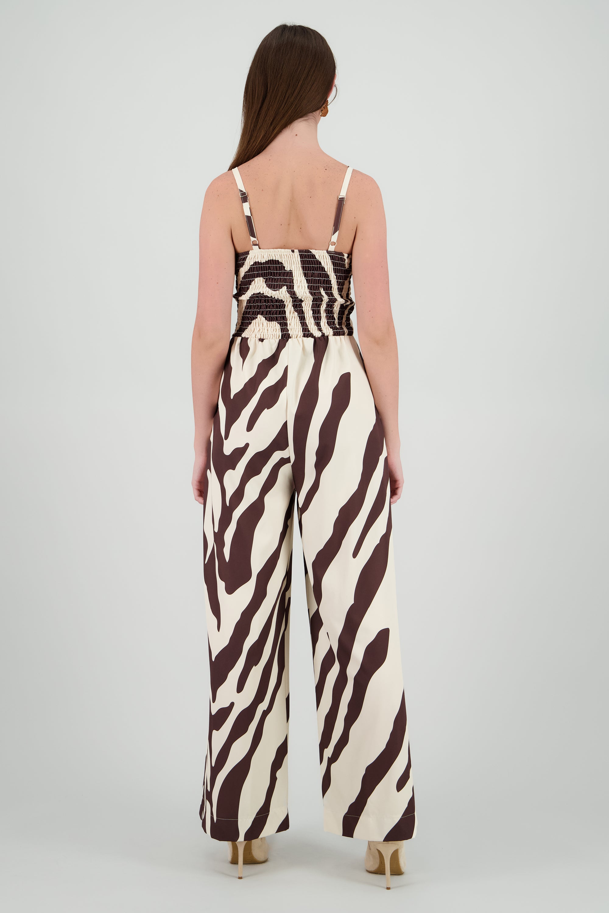 Jumpsuit tirantes estampado detalle nudo CHOCOLATE