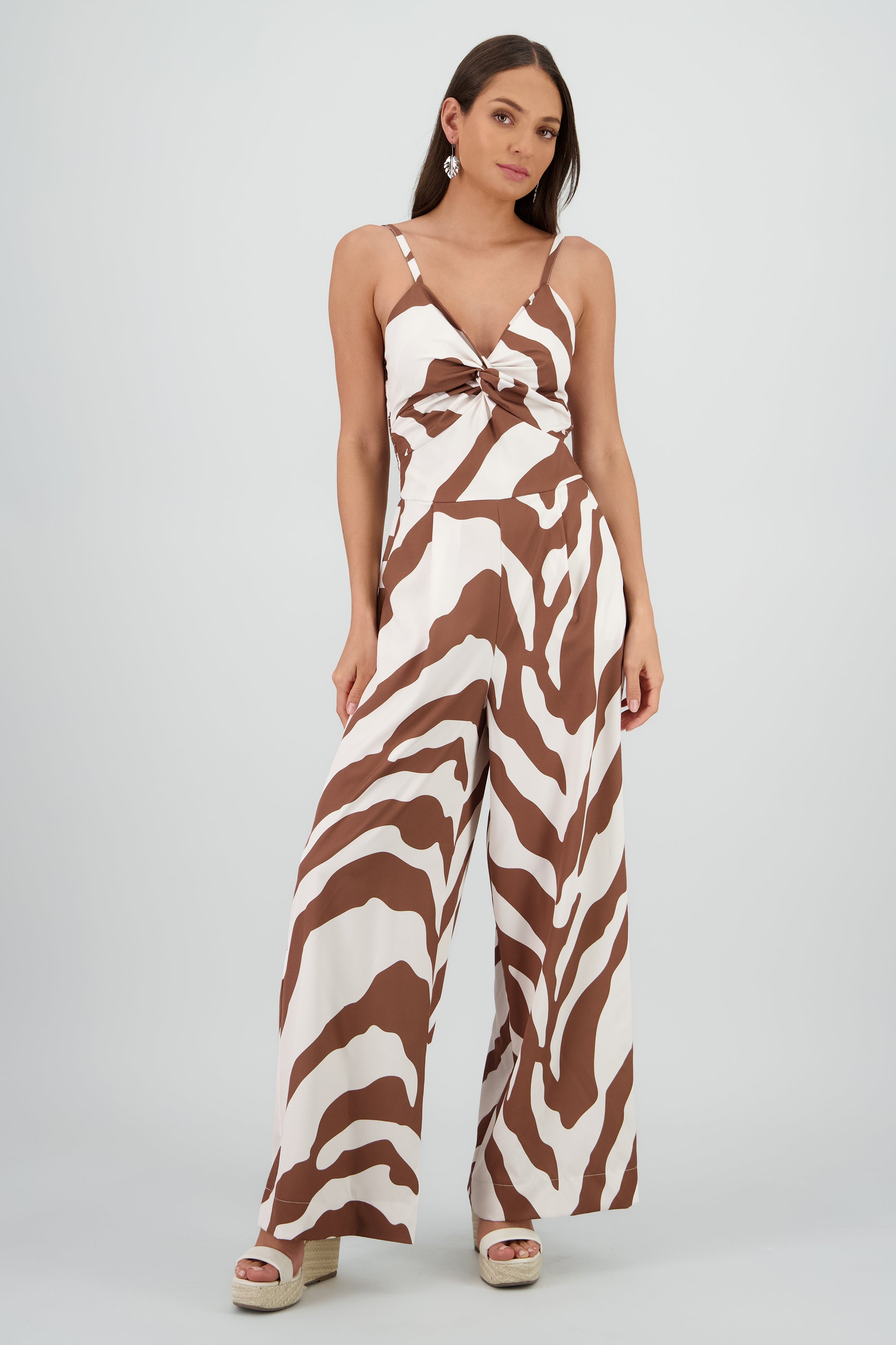 Jumpsuit tirantes estampado detalle nudo KHAKI