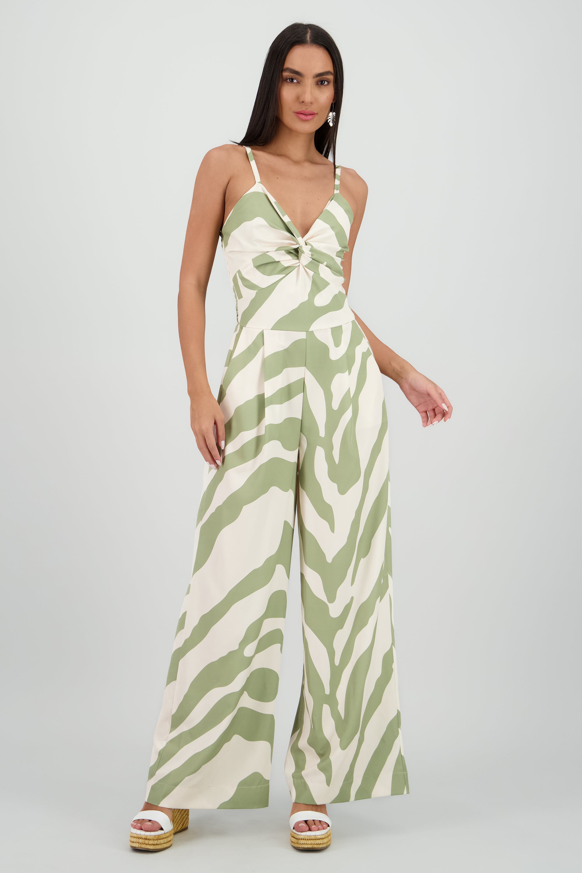 Jumpsuit tirantes estampado detalle nudo OLIVO COMBO