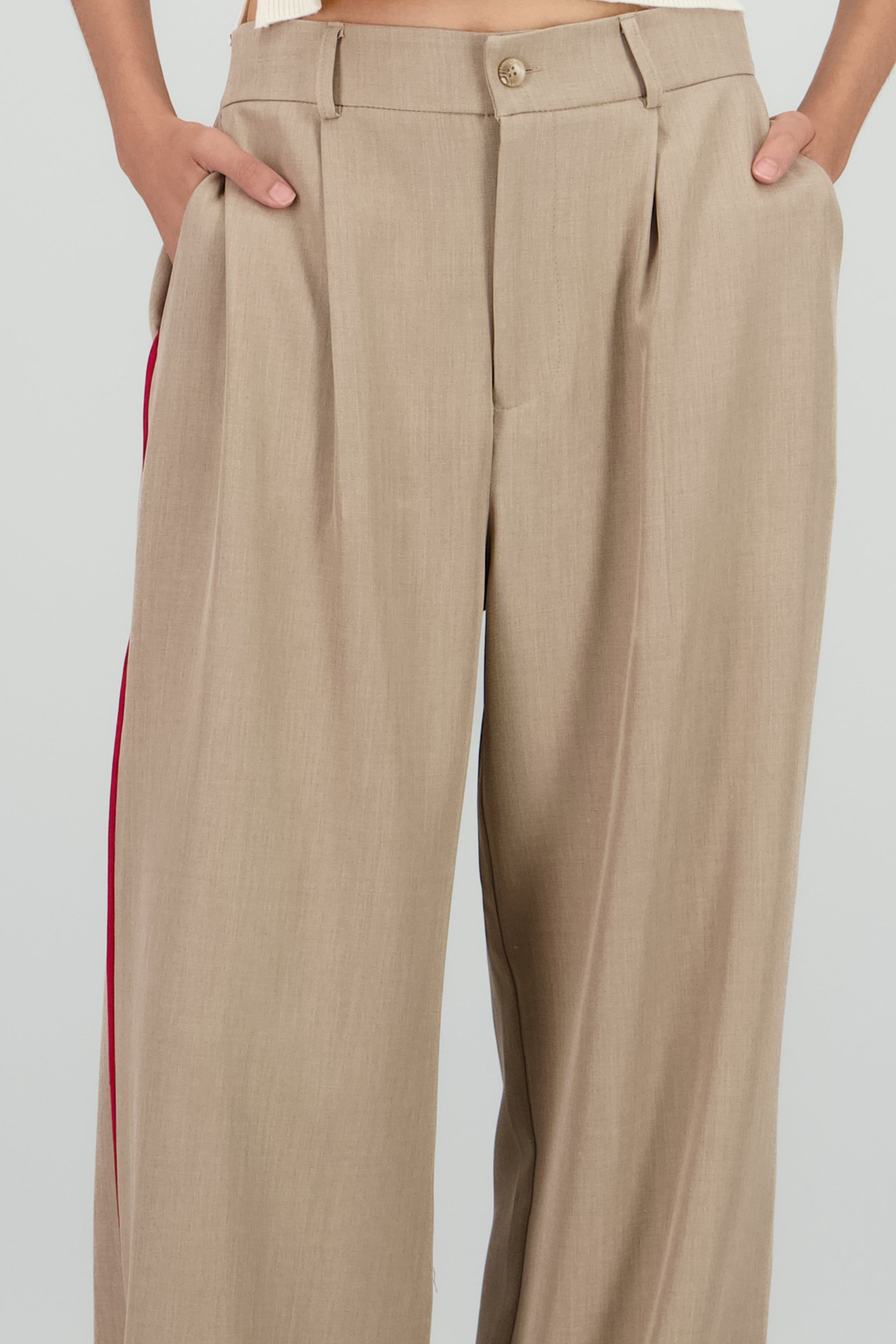 Pantalon wide leg cintura alta BEIGE