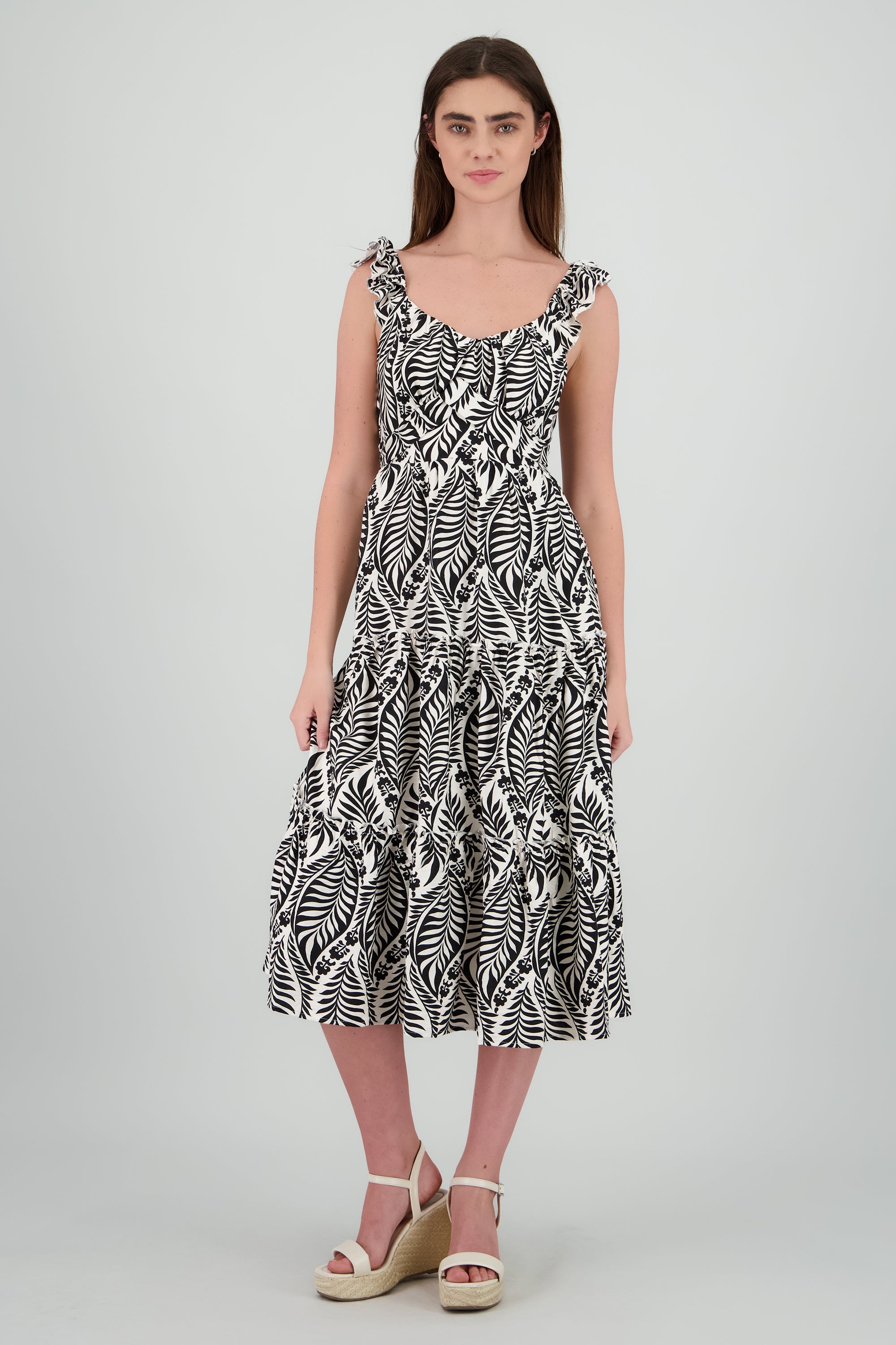 Vestido maxi estampado NEGRO COMBO