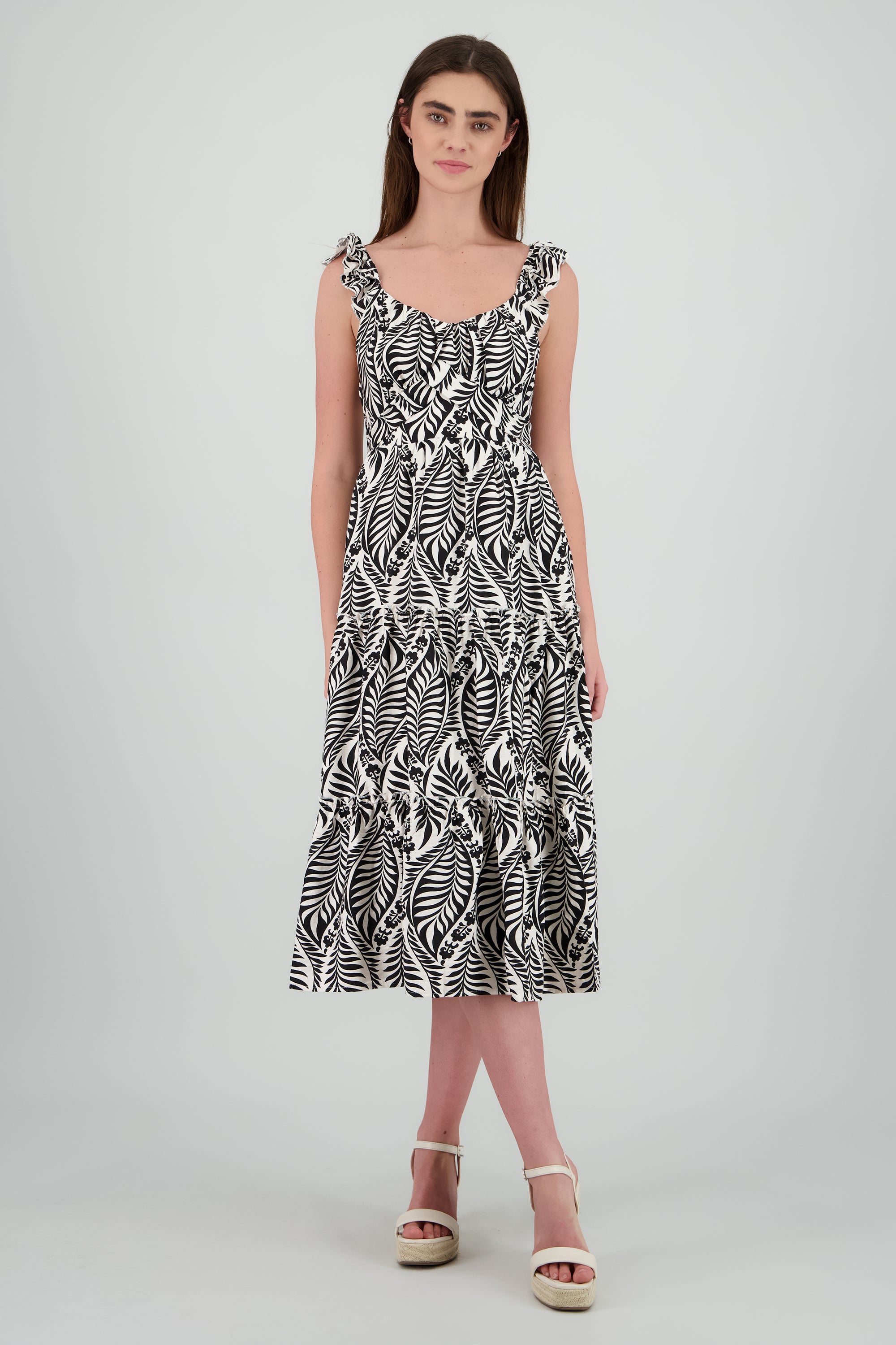 Vestido maxi estampado NEGRO COMBO