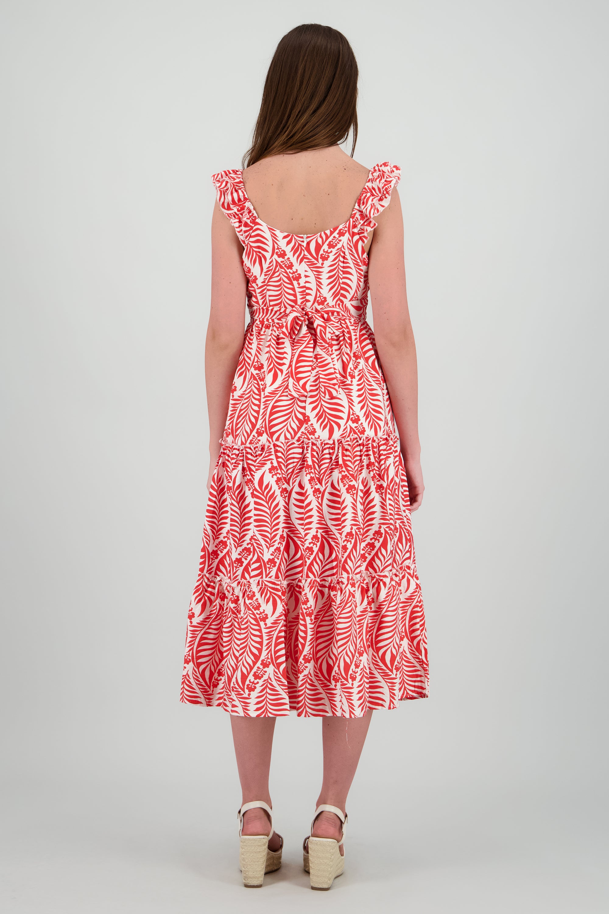 Vestido maxi estampado ROJO COMBO