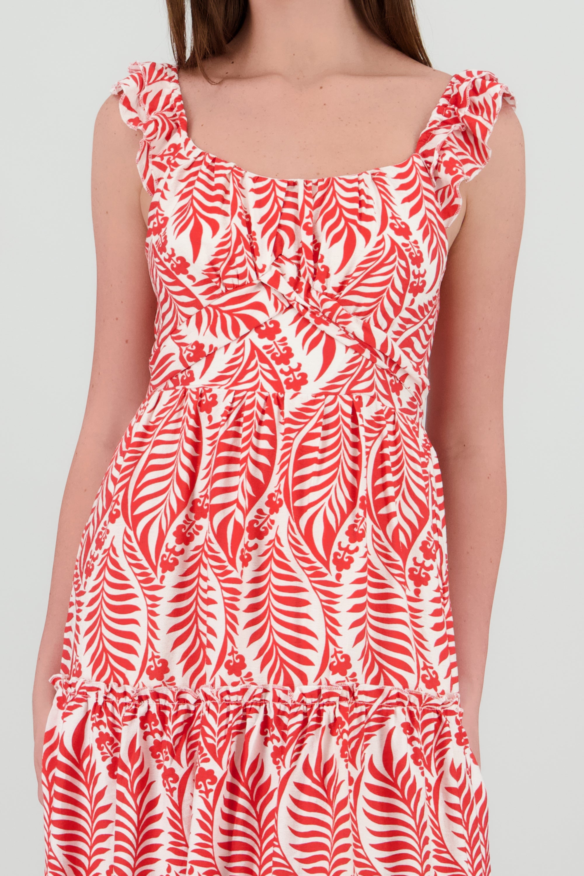 Vestido maxi estampado ROJO COMBO